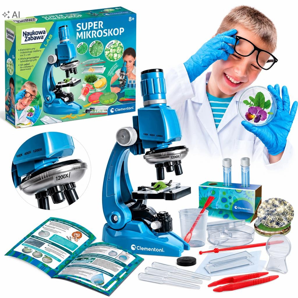 Educational Microscope Set of 50 Experiments LED Lighting Polish 8+