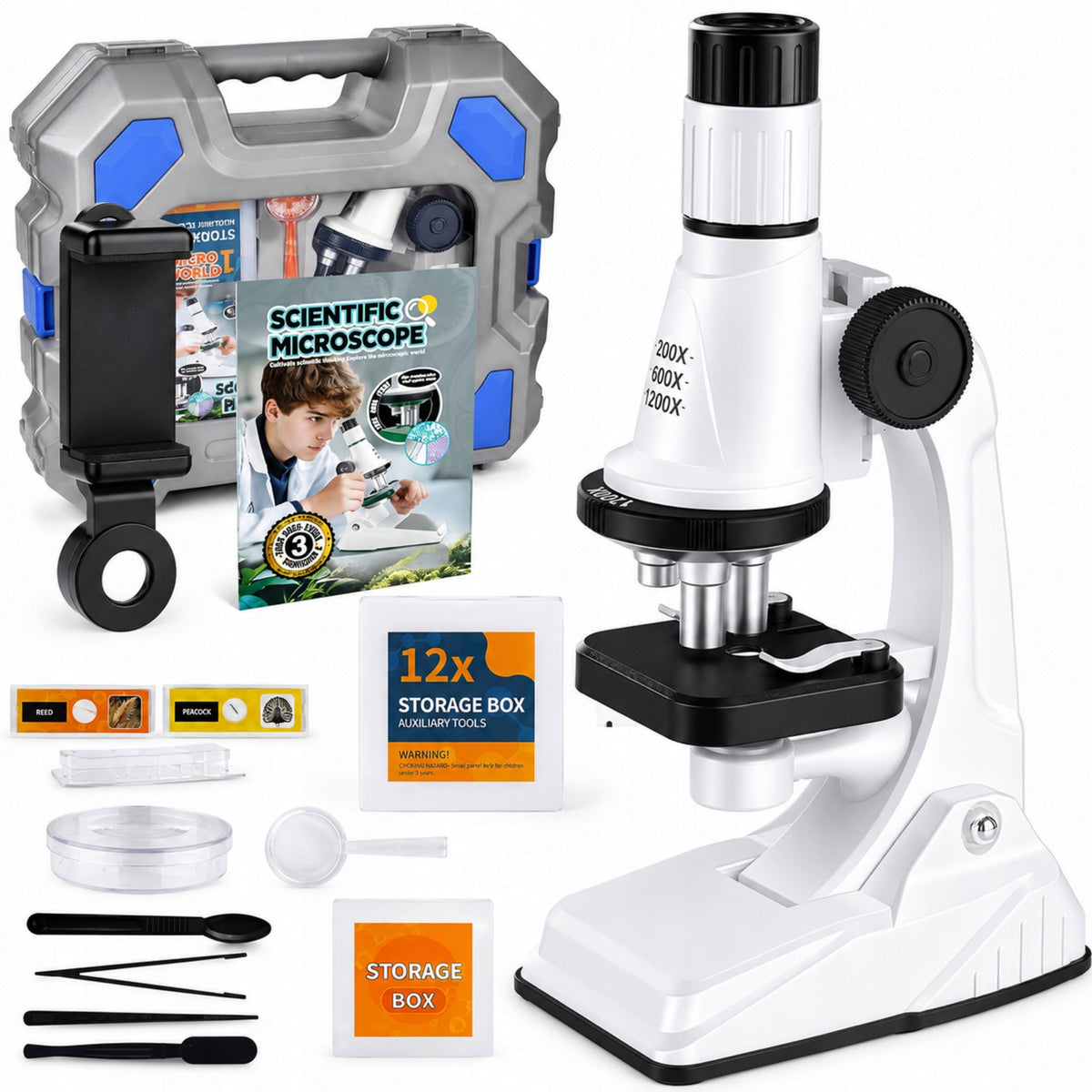 Educational Microscope for Children 1200x STEM Science Kit + Suitcase and Accessory