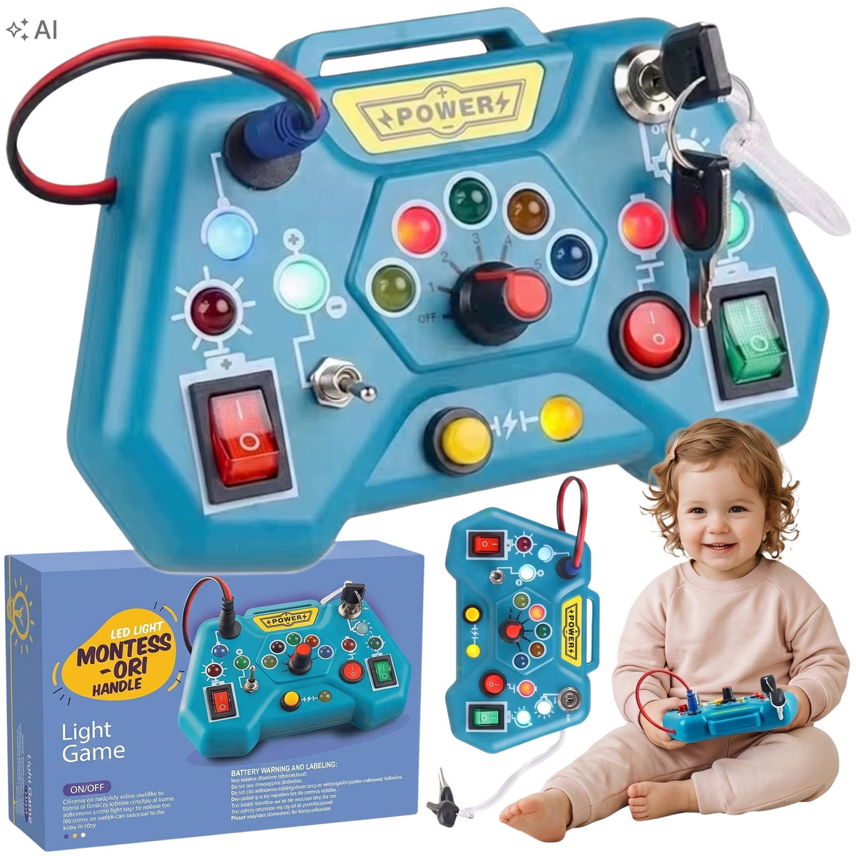 Educational Montessori Manipulation Board Sensory Pad Led Controller