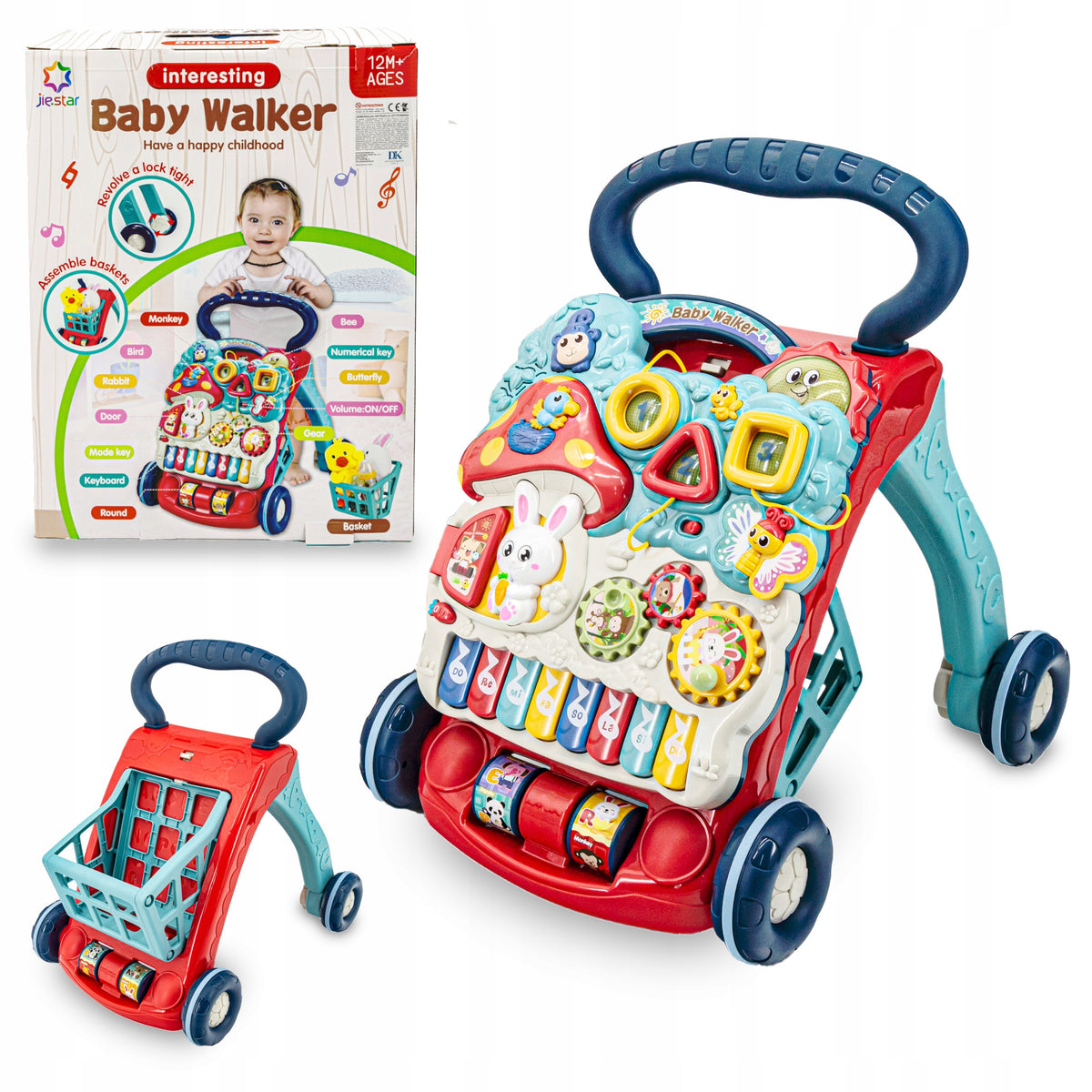 Educational Music Walker Multifunctional Playing Pusher Organs Basket