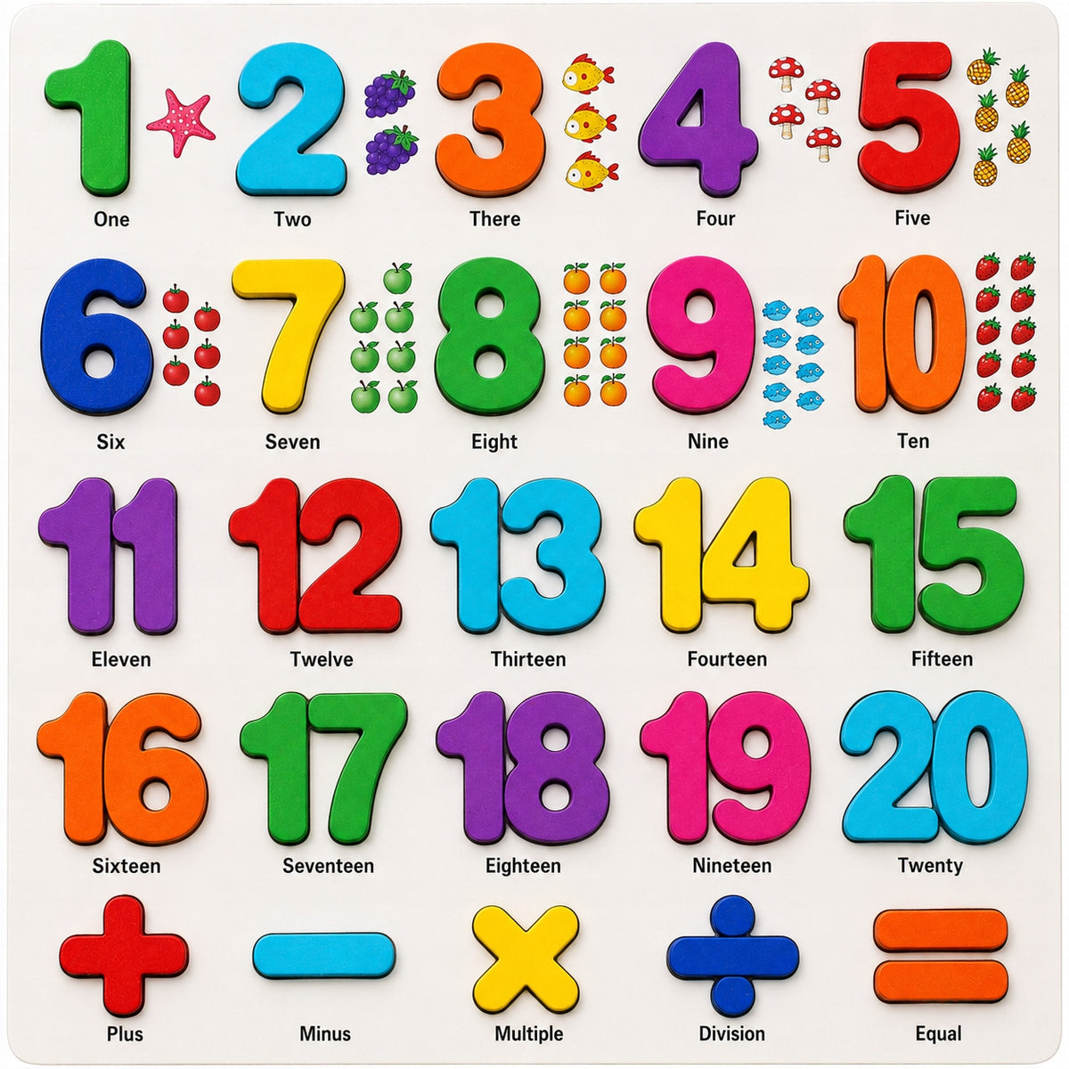 Educational Puzzle Wooden Numbers Learning to Count up to 20 Puzzles 3 Years+