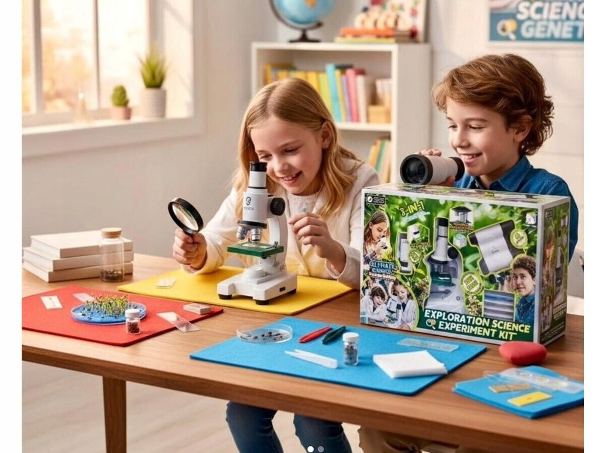 Educational Scientific Toy Microscope Binoculars Scope Magnifier For Children Packaging status original