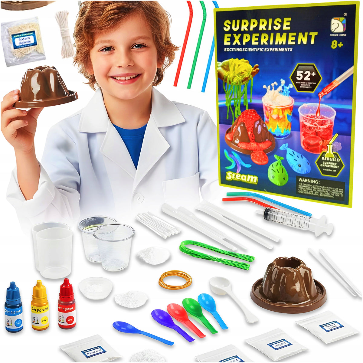 Educational Set of 52 Scientific Experiments Explosive Volcano Small Chemist Packaging status original