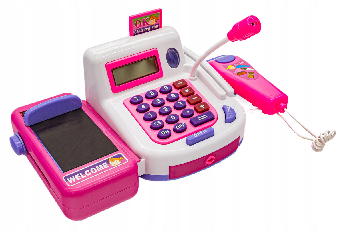 Educational Shop Cash Register Fiscal Calculator Code Reader Microphone Coin Packaging status original