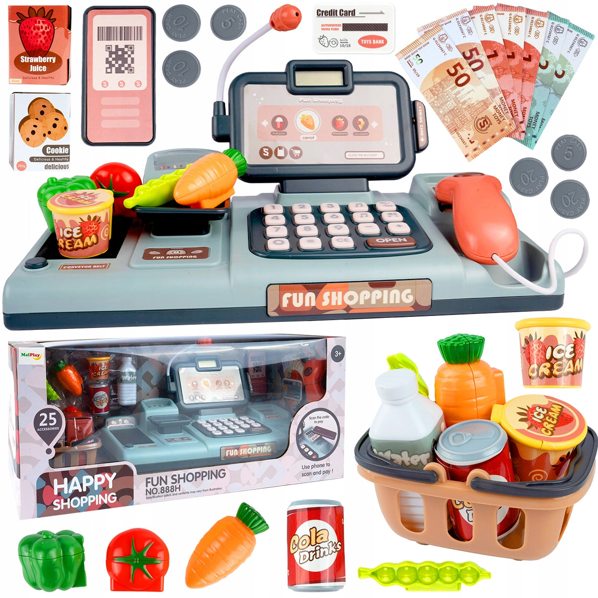 Educational Shop Cash Register Fiscal Electronic Sound Scanner Calculator Manufacturer code 6907568855773