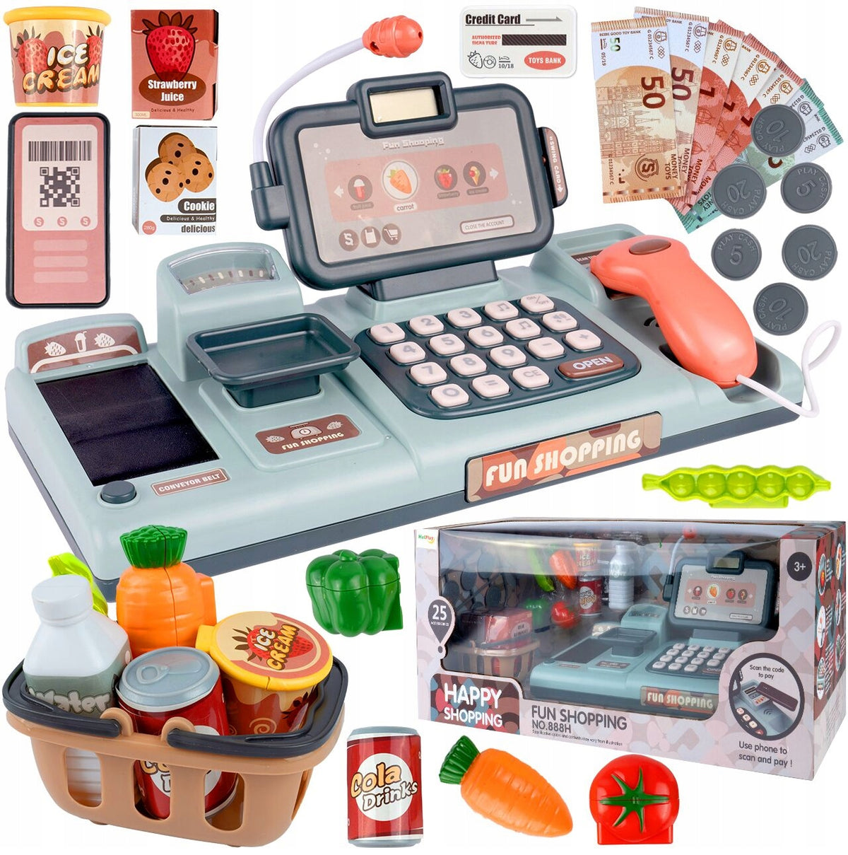 Educational Shop Cash Register Fiscal Electronic Sound Scanner Calculator