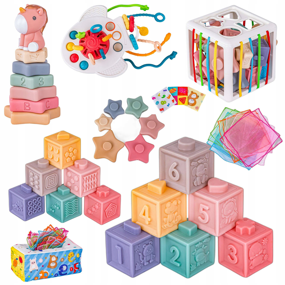 Educational Soft Rubber Sensory Blocks Set 6in1 Tower Accessories