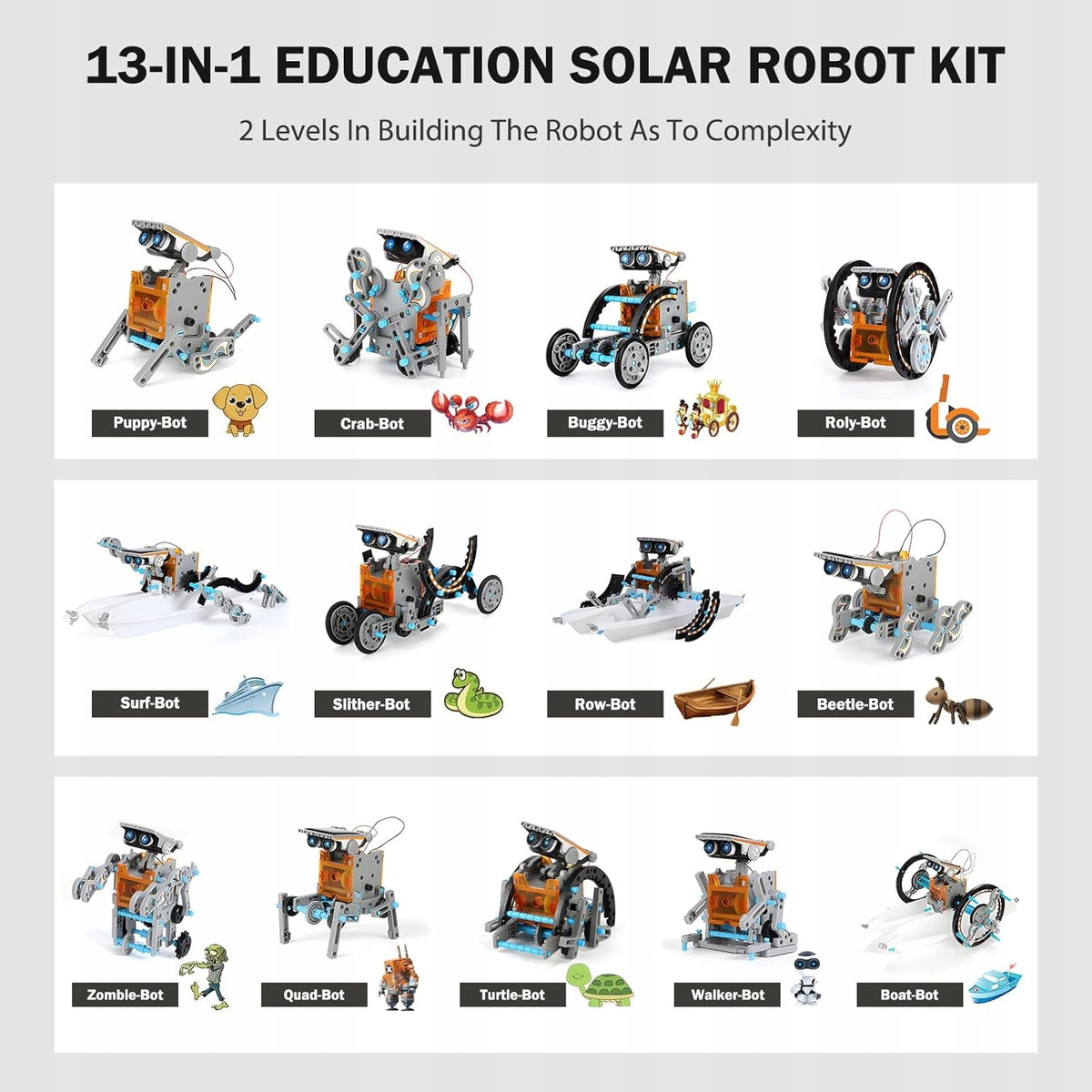 Educational Solar Robot 13in1 Educational Set STEM Blocks Education Solar Packaging status original