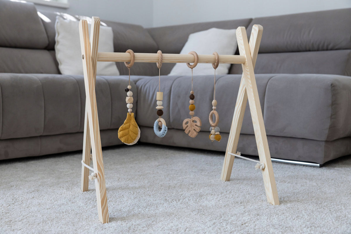 Educational Stand Gymnastic Baby Gym Wooden Natural Montessori Packaging status original