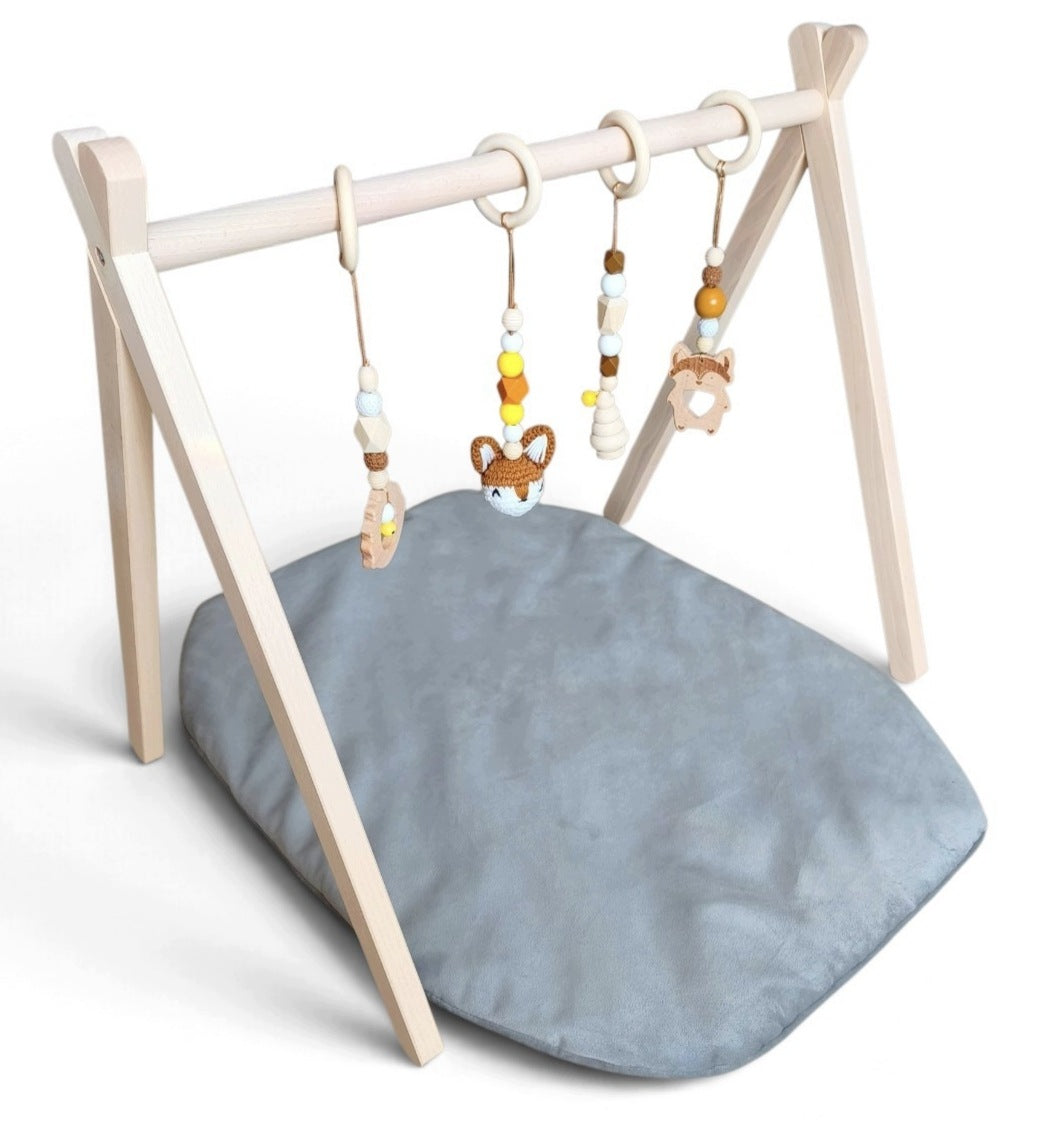 Educational Stand Gymnastic Wooden Baby Gym for Babies MAT GREY