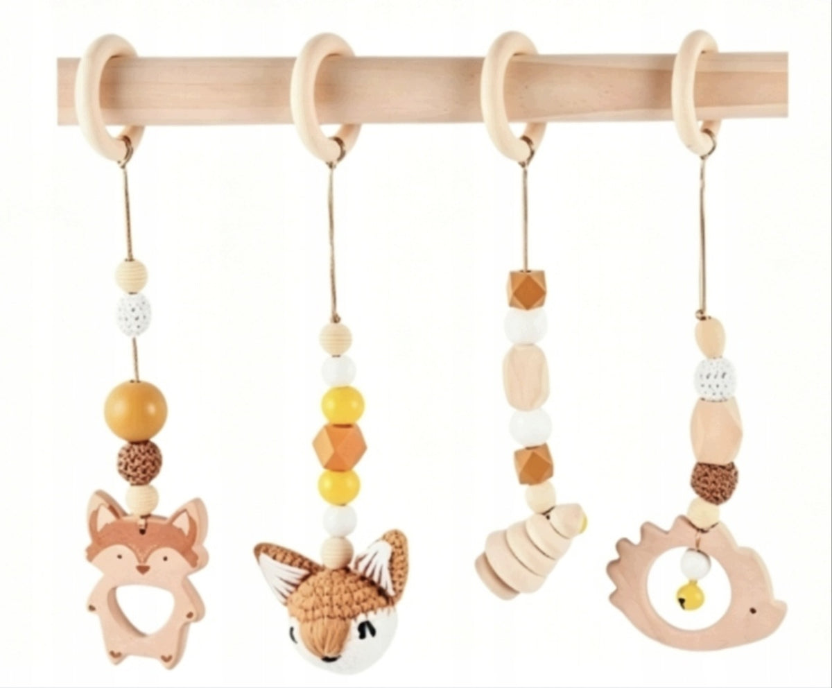 Educational Stand Gymnastic Wooden Baby Gym for Babies with Rose Mat Brand no brand