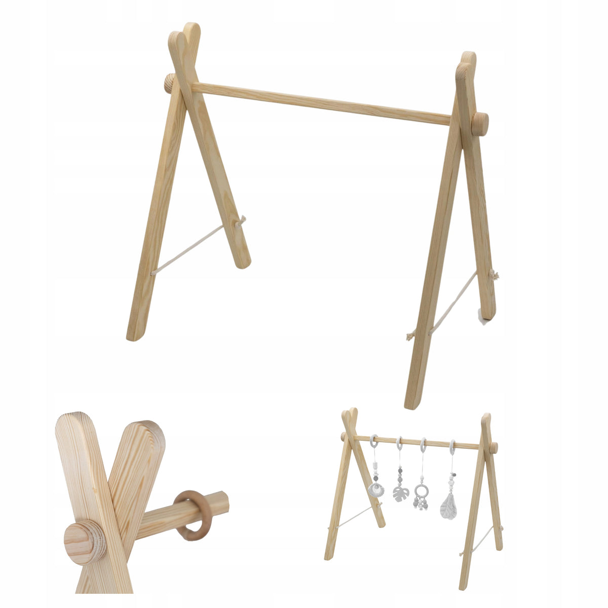 Educational Stand Natural Baby Gym Wooden Infants Children Folding