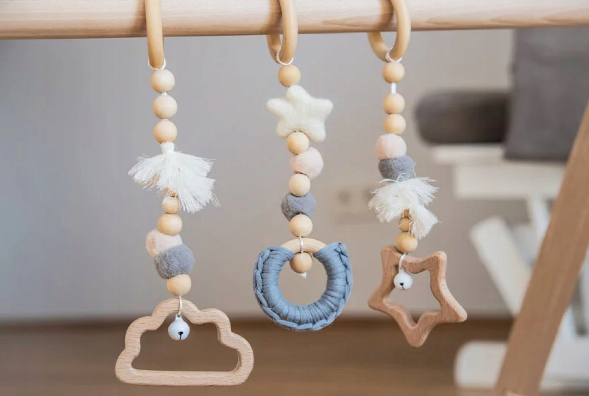 Educational Stand Pendants Perfect 3 Pieces Grey Star Baby Gym Brand no brand
