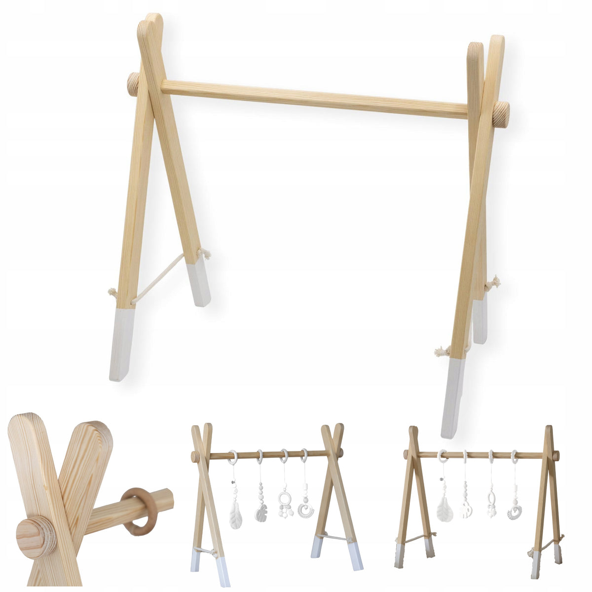Educational Stand WHITE Baby Gym Wooden Infant Children Folding