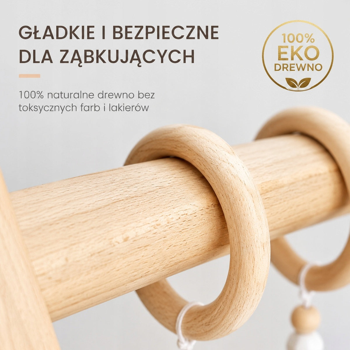 Educational Stand Wooden Baby Gym Mat + 4 Pendants Montessori Wheels Packaging status original