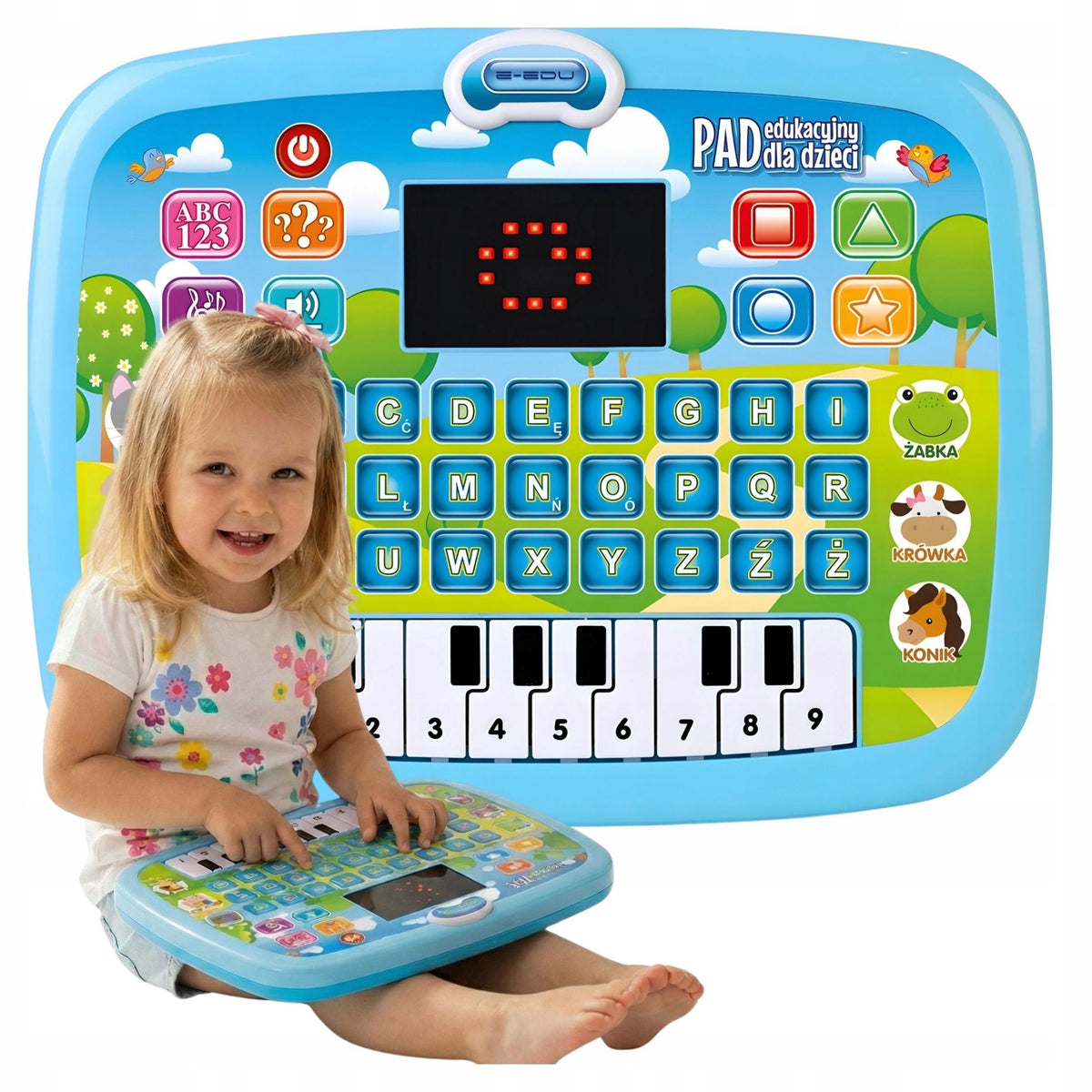 Educational TABLET Touch Pad LED Screen for Kids Teaches and Plays in Polish Manufacturer code zabawkowy edukacyjny tablet zabawka dzieci