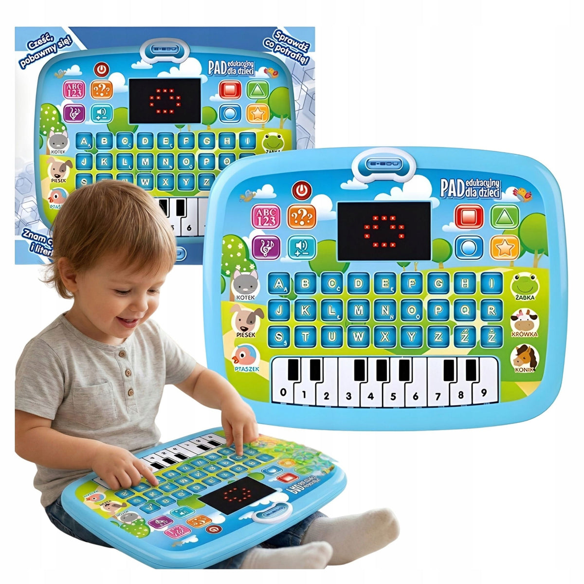 Educational TABLET Touch Pad LED Screen for Kids Teaches and Plays in Polish