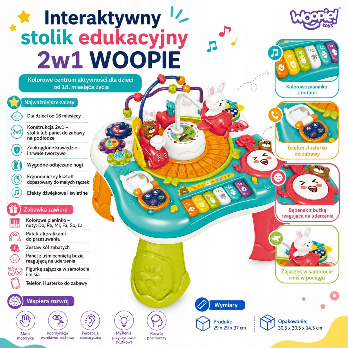 Educational Table Interactive 2in1 Piano Sounds Brand Woopie