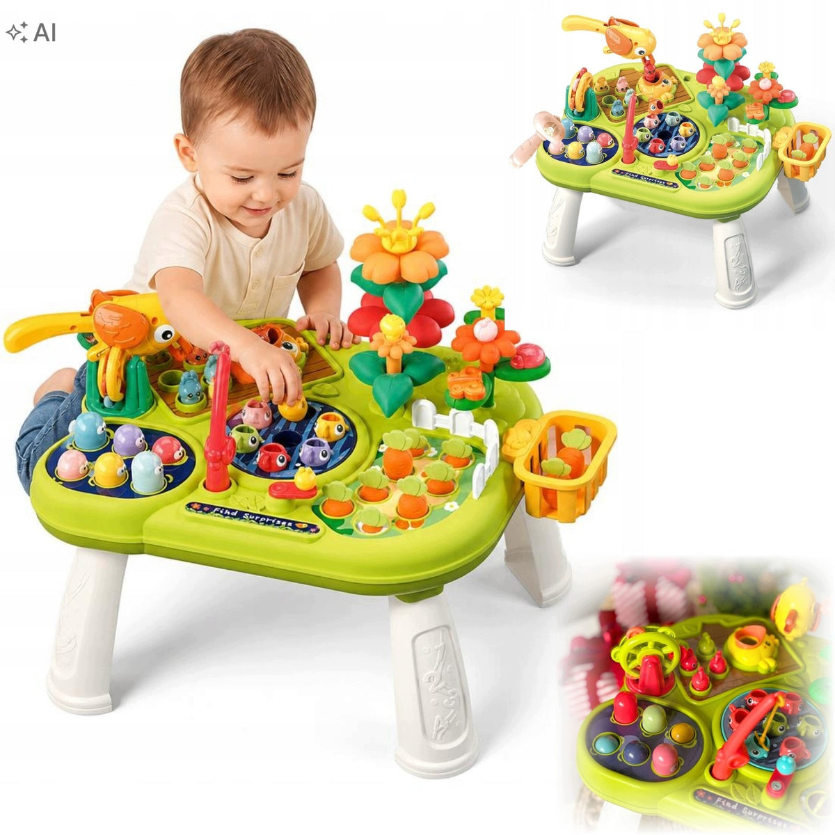 Educational Table Interactive 8in1 Montessori Panel For Children 18m Worms