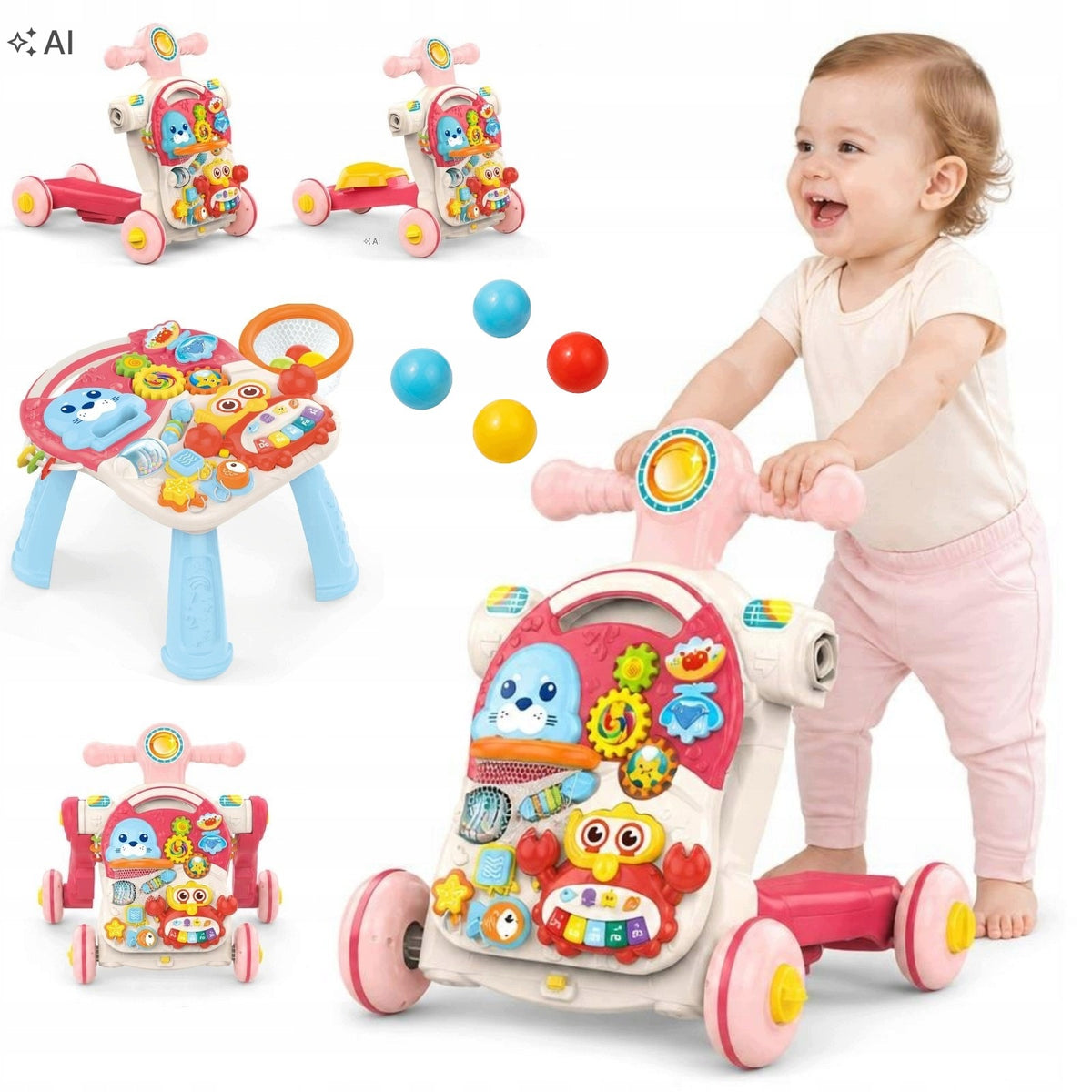 Educational Table Pusher Walker Ride-On Scooter 4in1 Interactive Year