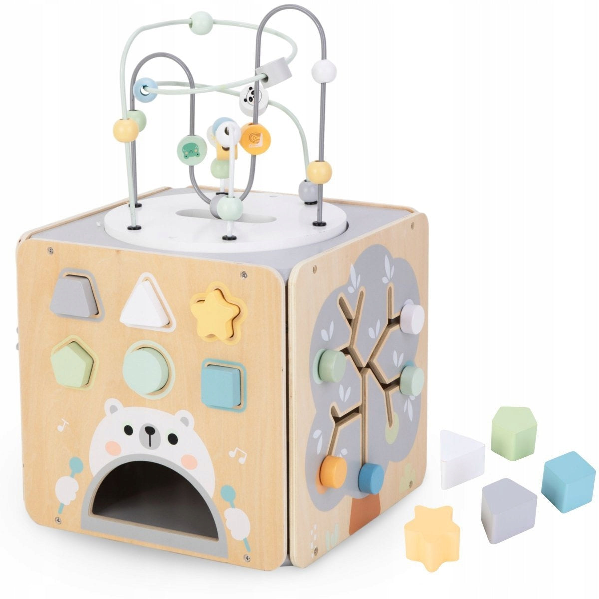 Educational Toy Large Wooden Cube Matching Montessori Shapes