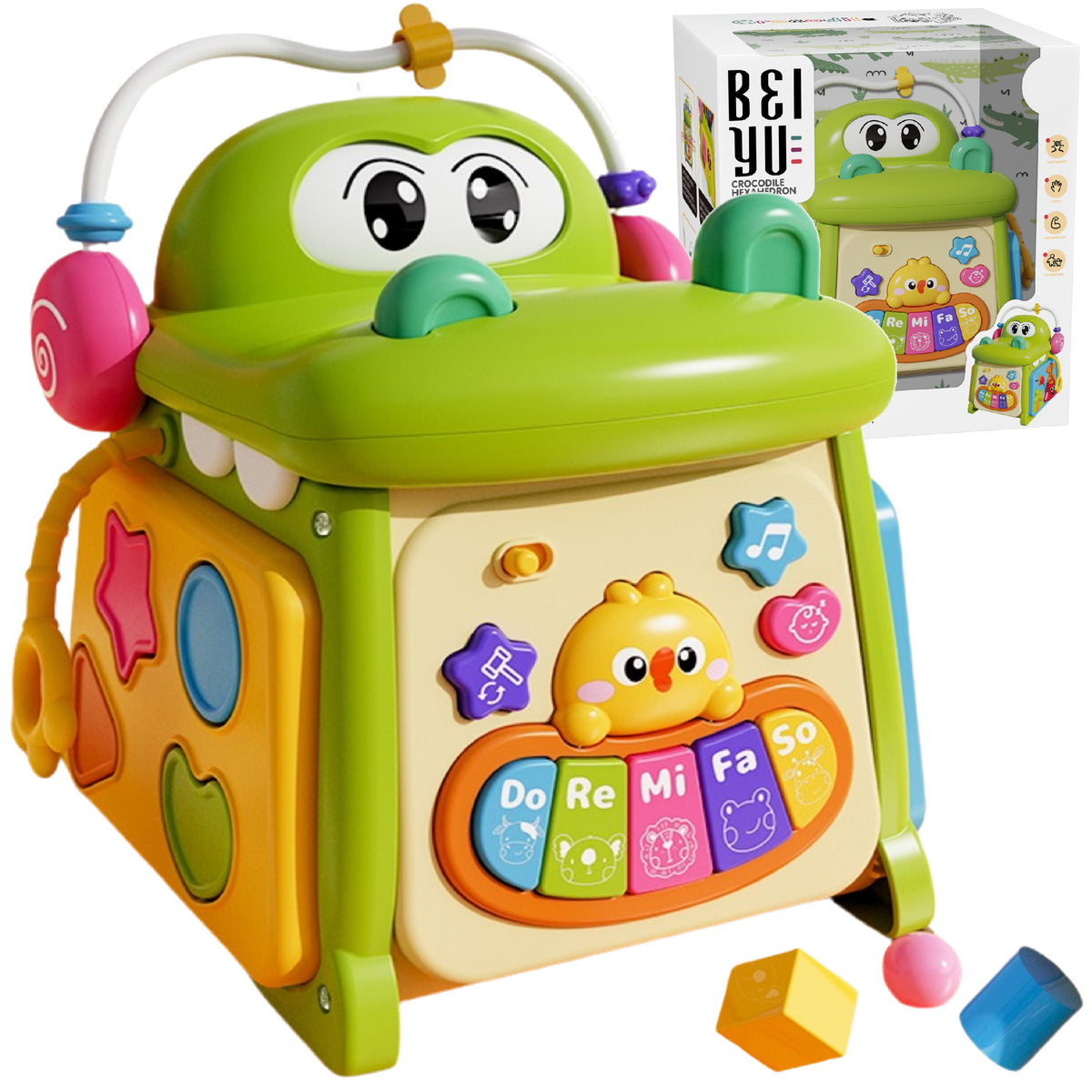 Educational cube sorter piano sensory maze crocodile clock MS007