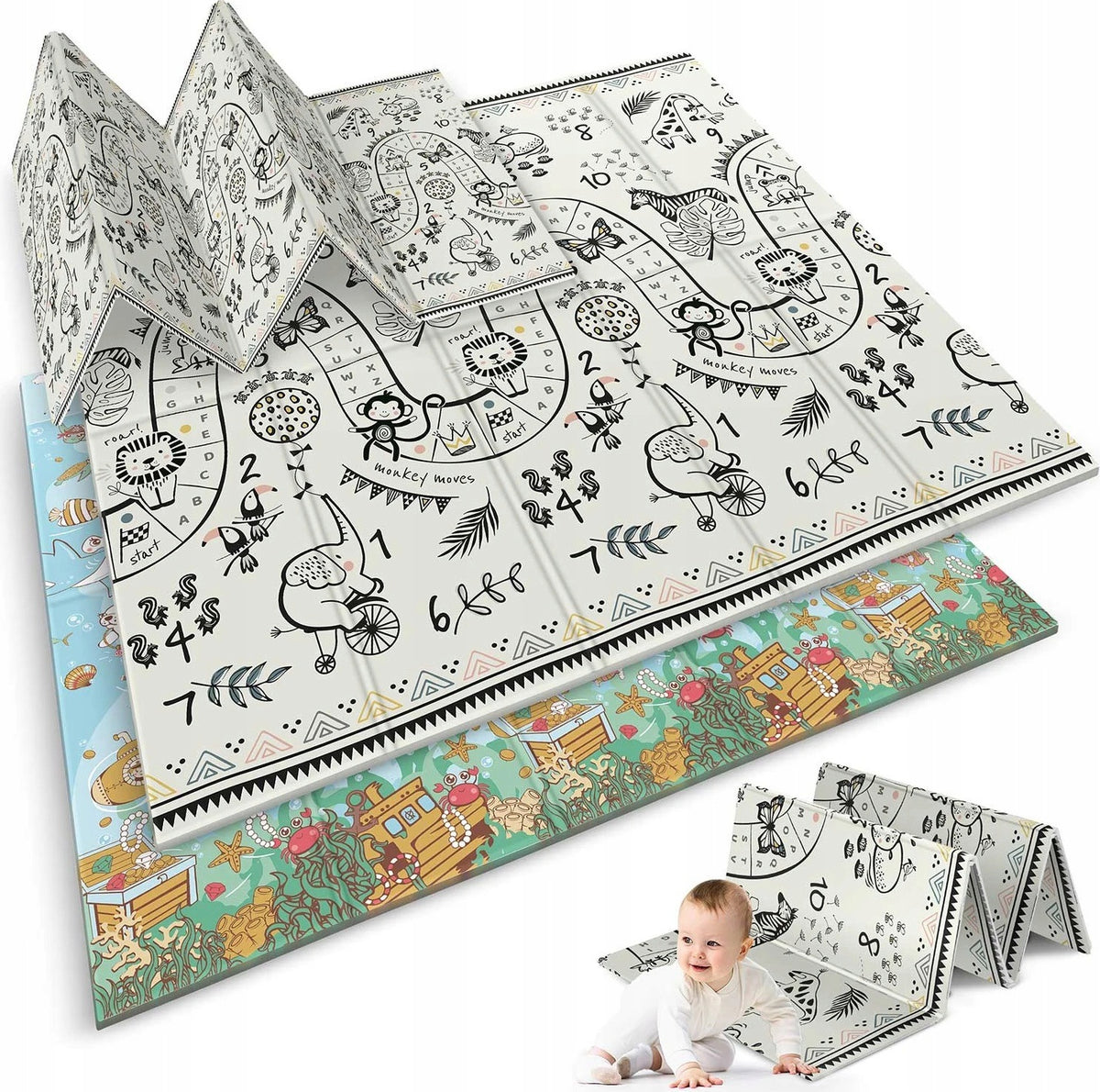 Educational foam mat Nukido foldable 200x180x1 cm Ocean-Safari NK-340 Brand Nukido