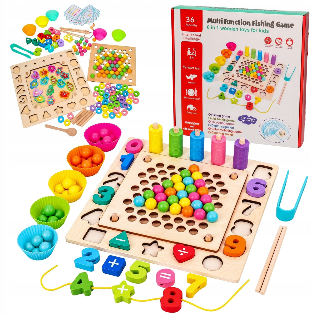 Educational puzzle MONTESSORI 6in1 arcade game wooden 0029