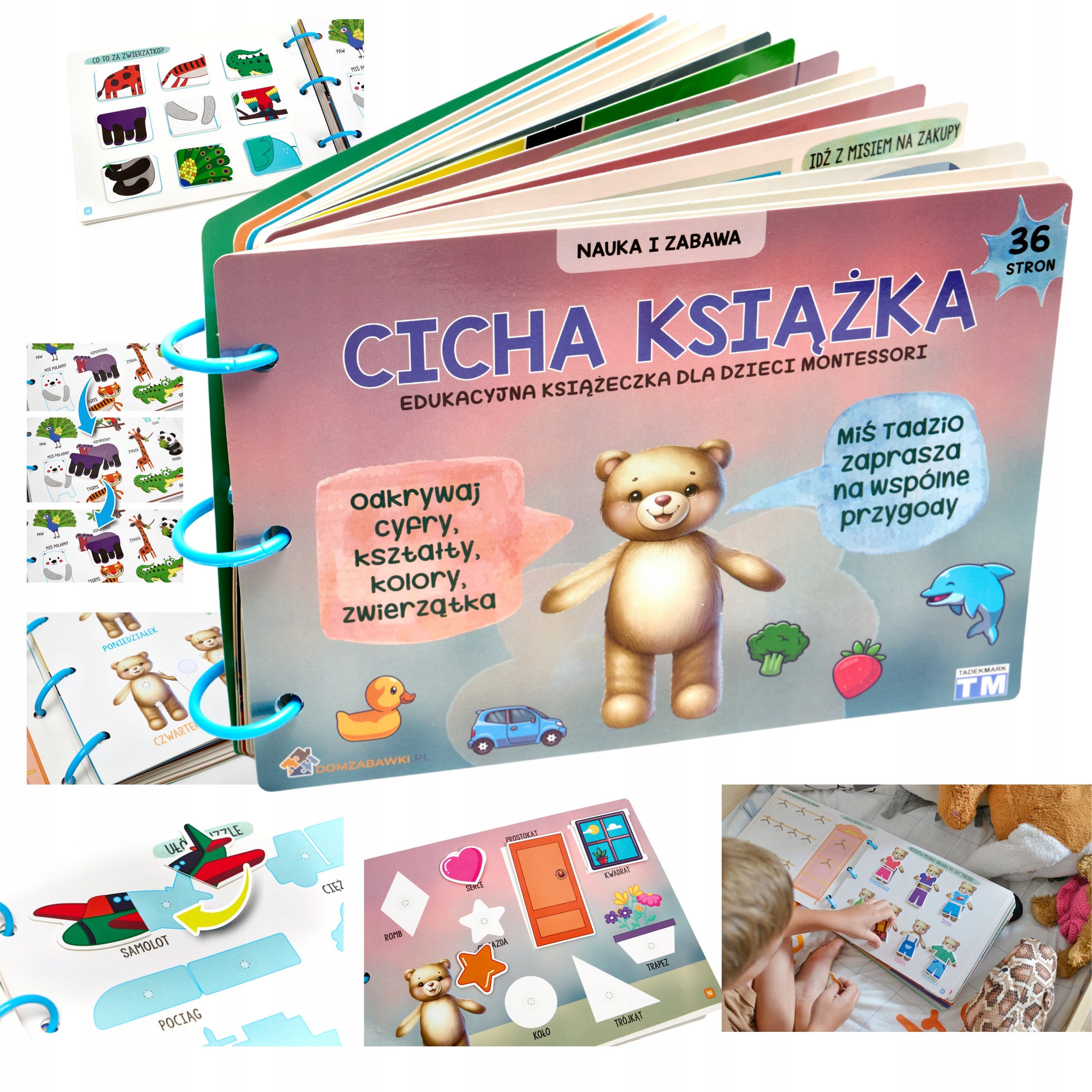 Educational silent book Montessori book POLISH VERSION LANGUAGE 36str
