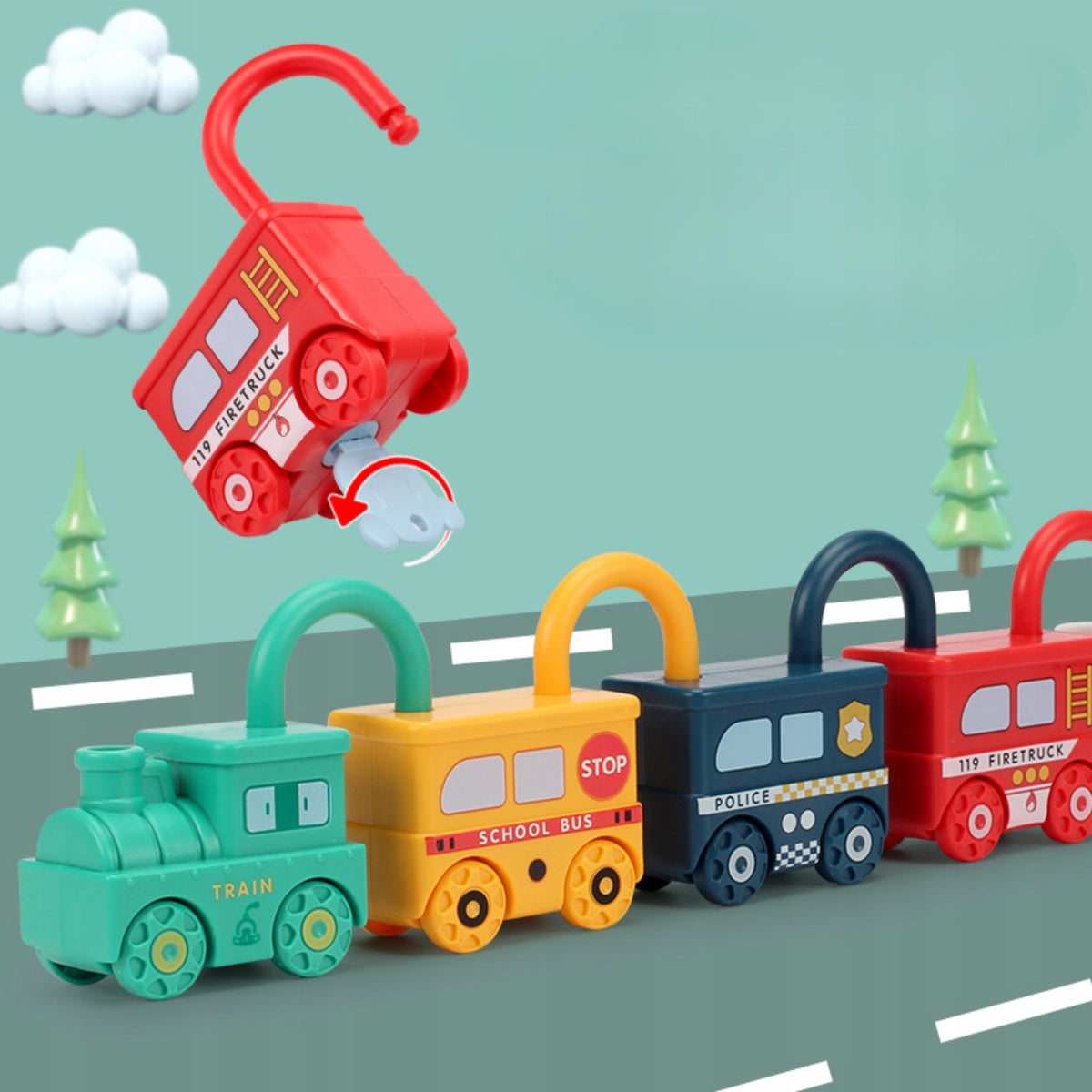 Educational toy train wagons padlocks wagons keys 13 elements Brand no brand