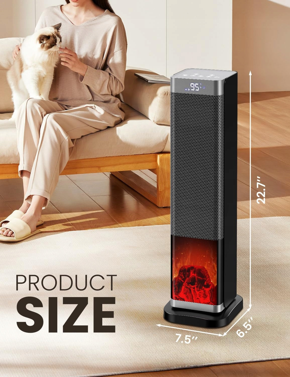 Efficient Electric Column Heater Remote Control 1500W Farelka With Fireplace 3D Manufacturer code 769310939584