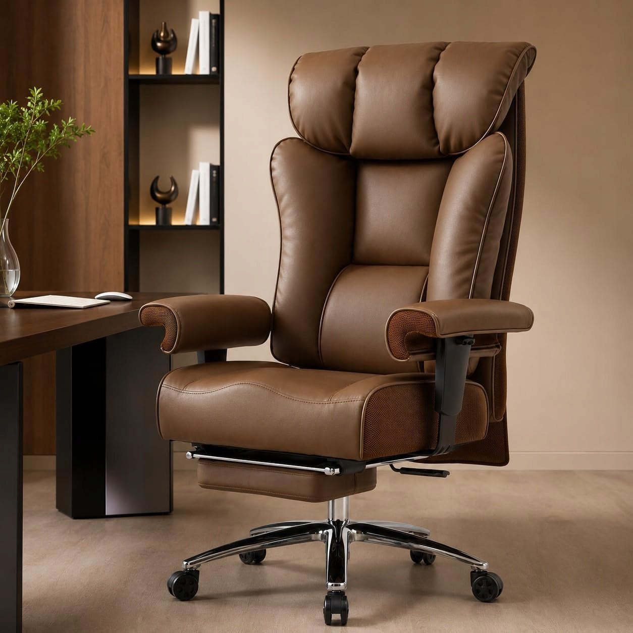 Efomao Office chair XXL 200 kg with footrest