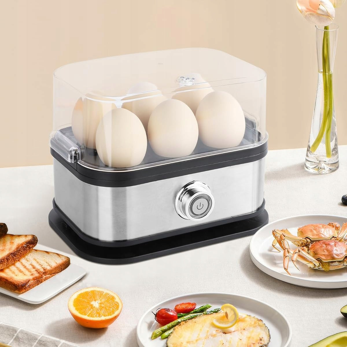 Egg Cooker 200 W, Egg Cooker, Black Packaging status original