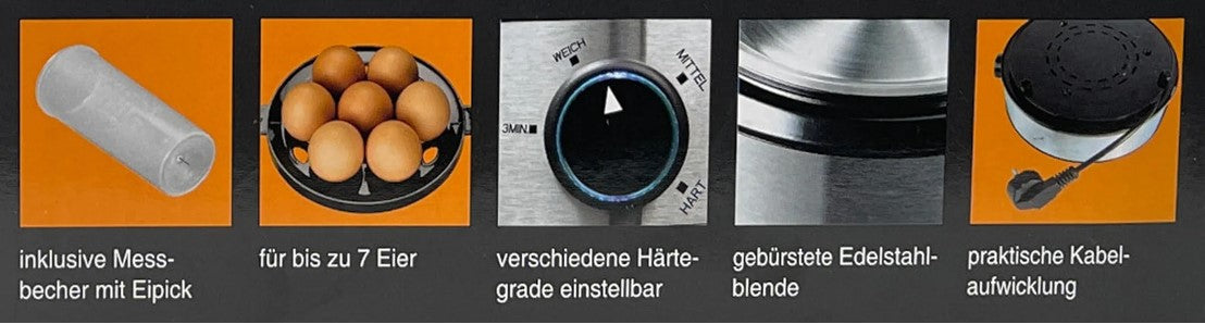 Egg Cooker 380 W Stainless Steel 3 Degrees Hardness StarQ Brand StarQ