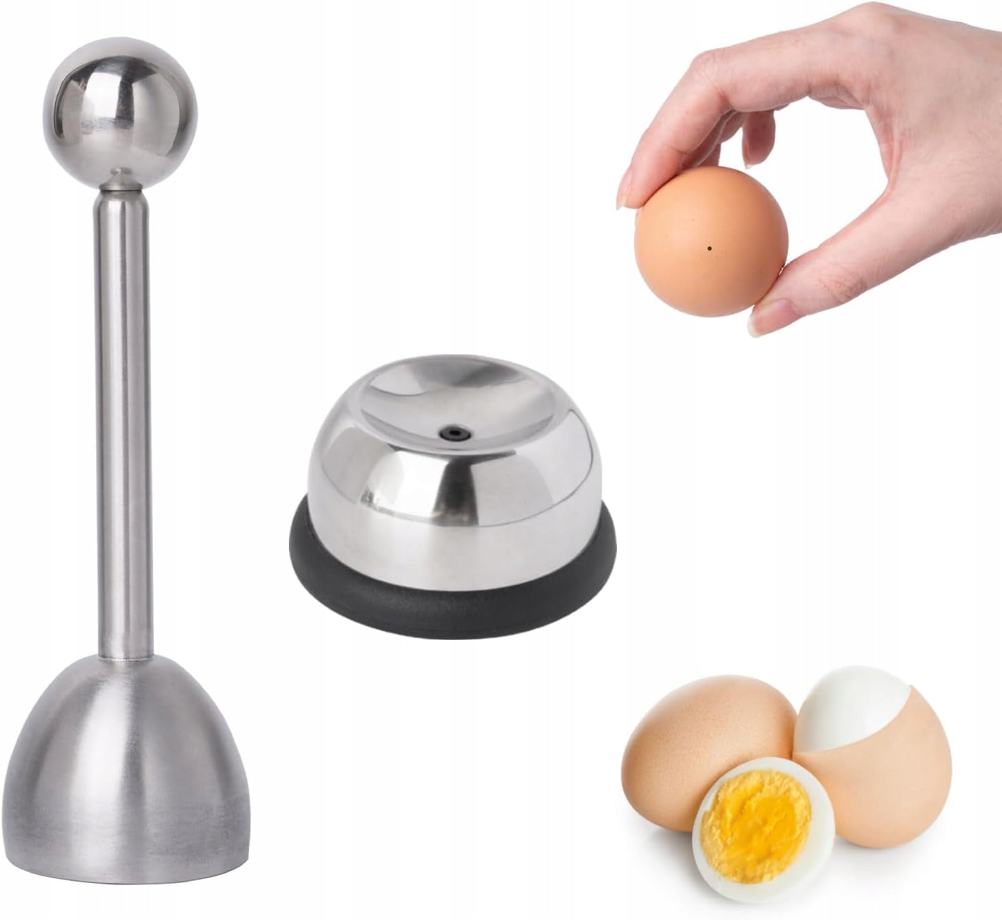 Egg Opener with Egg Peeler, 2-Piece Egg Cutter with