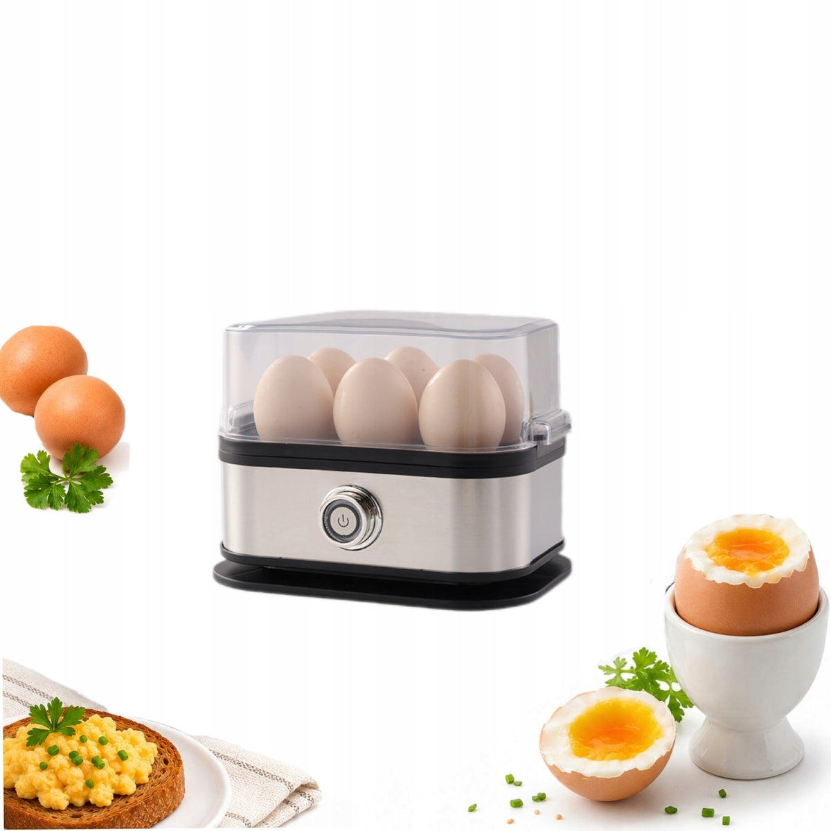 Egg cooker for 6 eggs with timer
