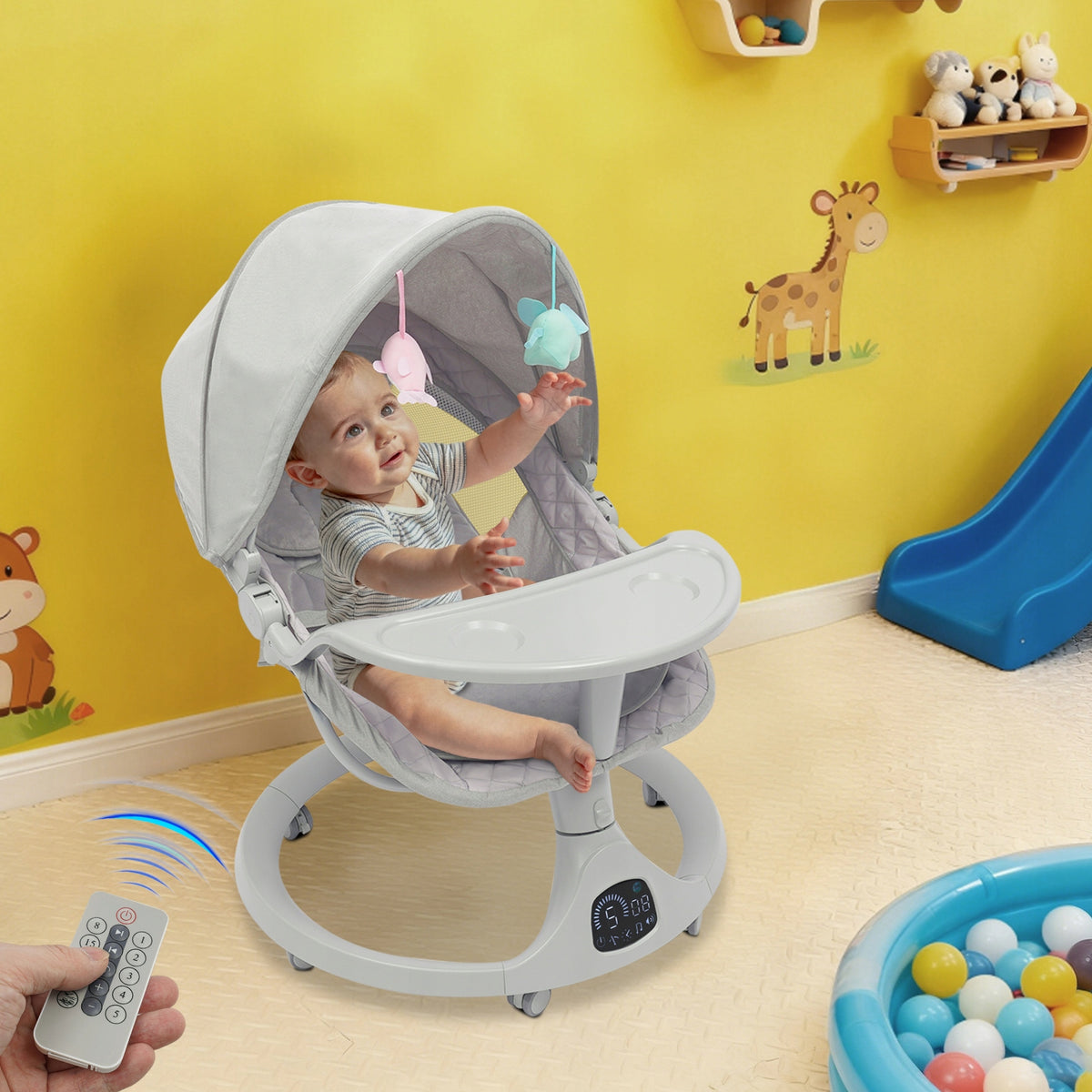 Electric Baby Rocker Bluetooth Toddler Swing Silent Casters 0-18 Months Brand no brand