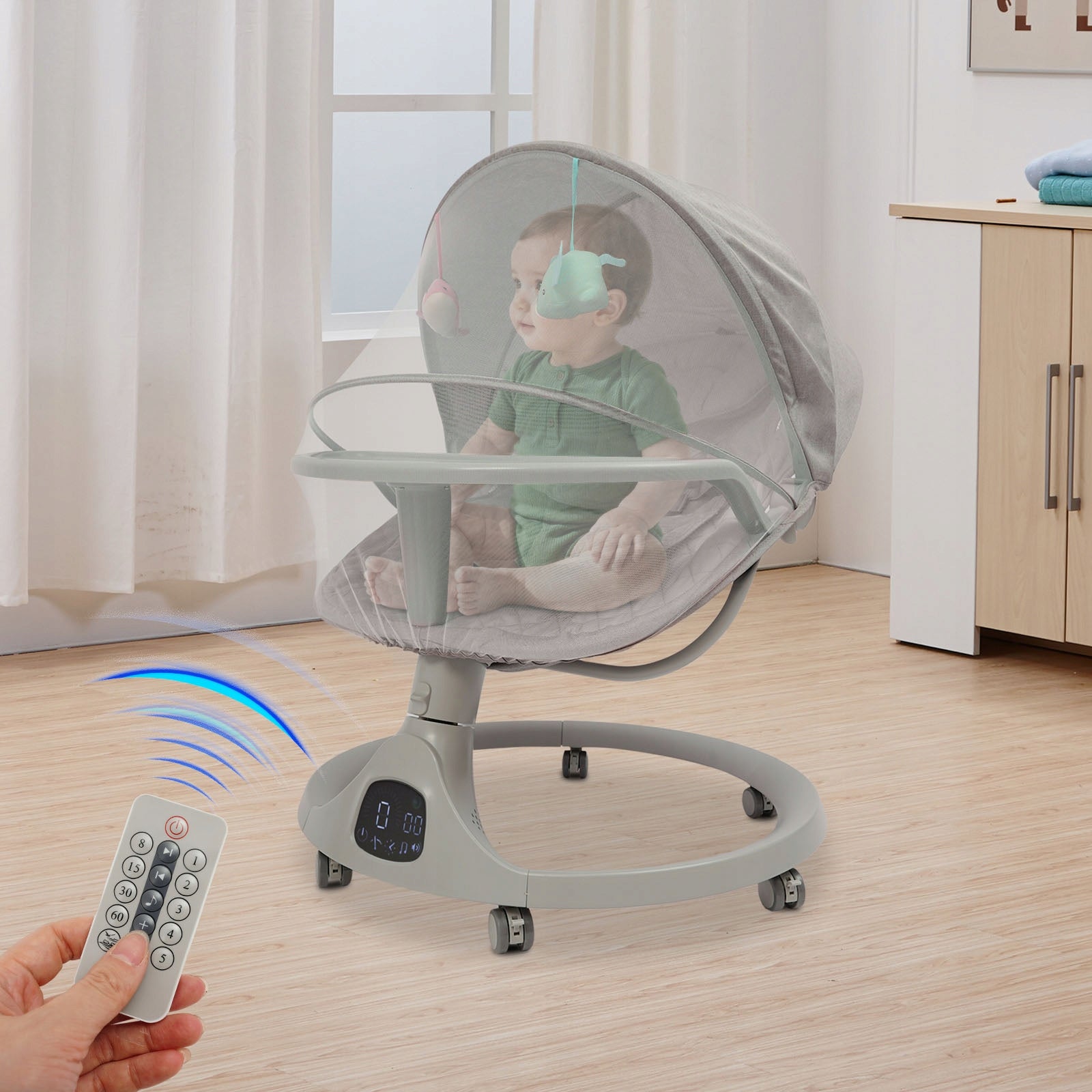 Electric Baby Rocker Bluetooth Toddler Swing Silent Casters 0-18 Months Manufacturer code kk0008