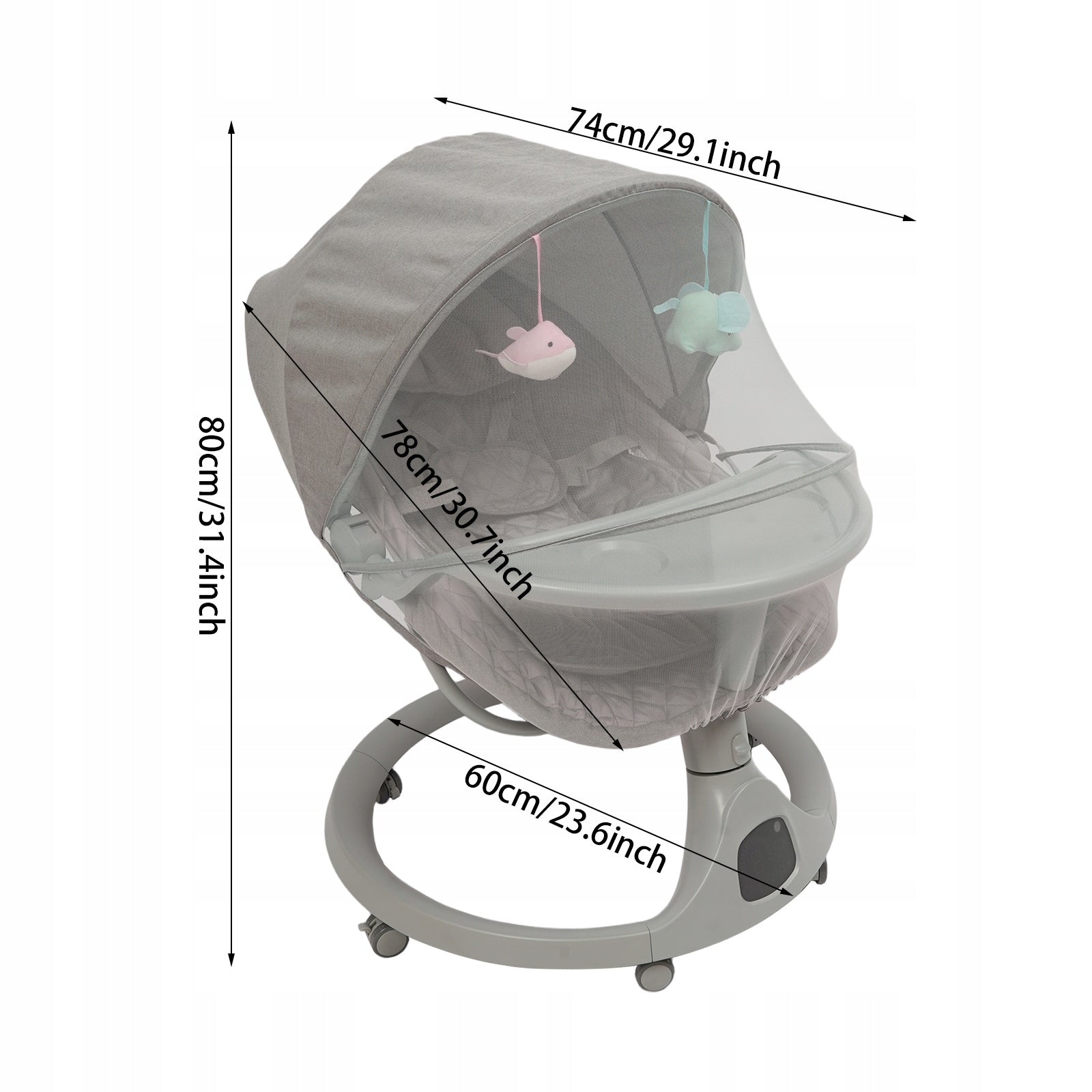 Electric Baby Rocker Bluetooth Toddler Swing Silent Casters 0-18 Months Packaging status original