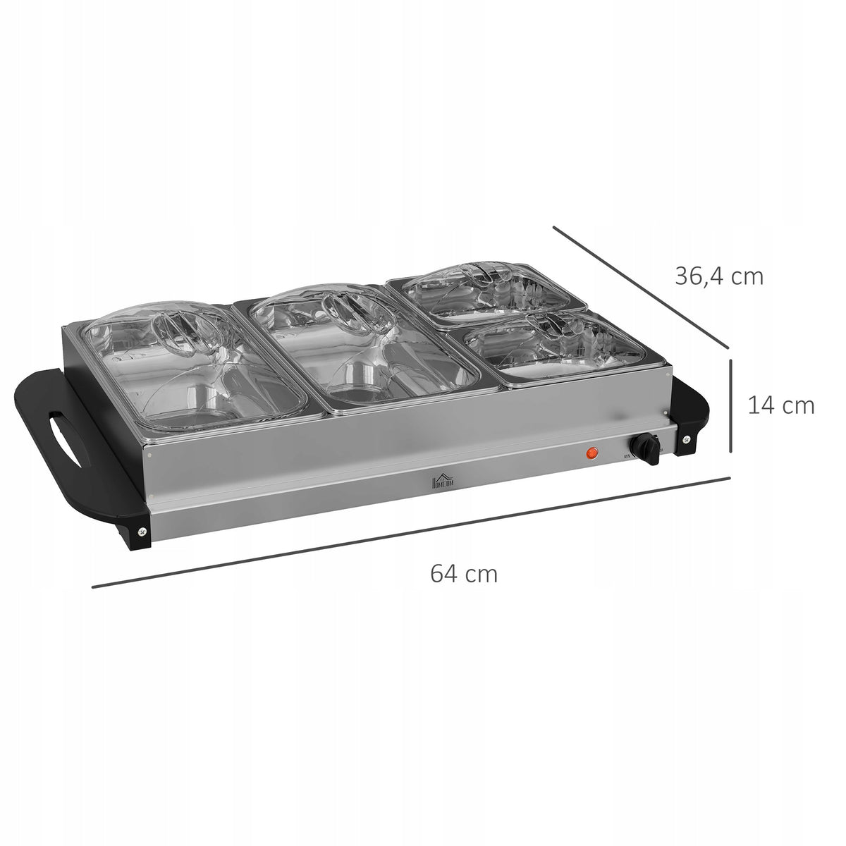 Electric Buffet Server With Visible Lid 6,8L 300W Silver Steel Packaging status original