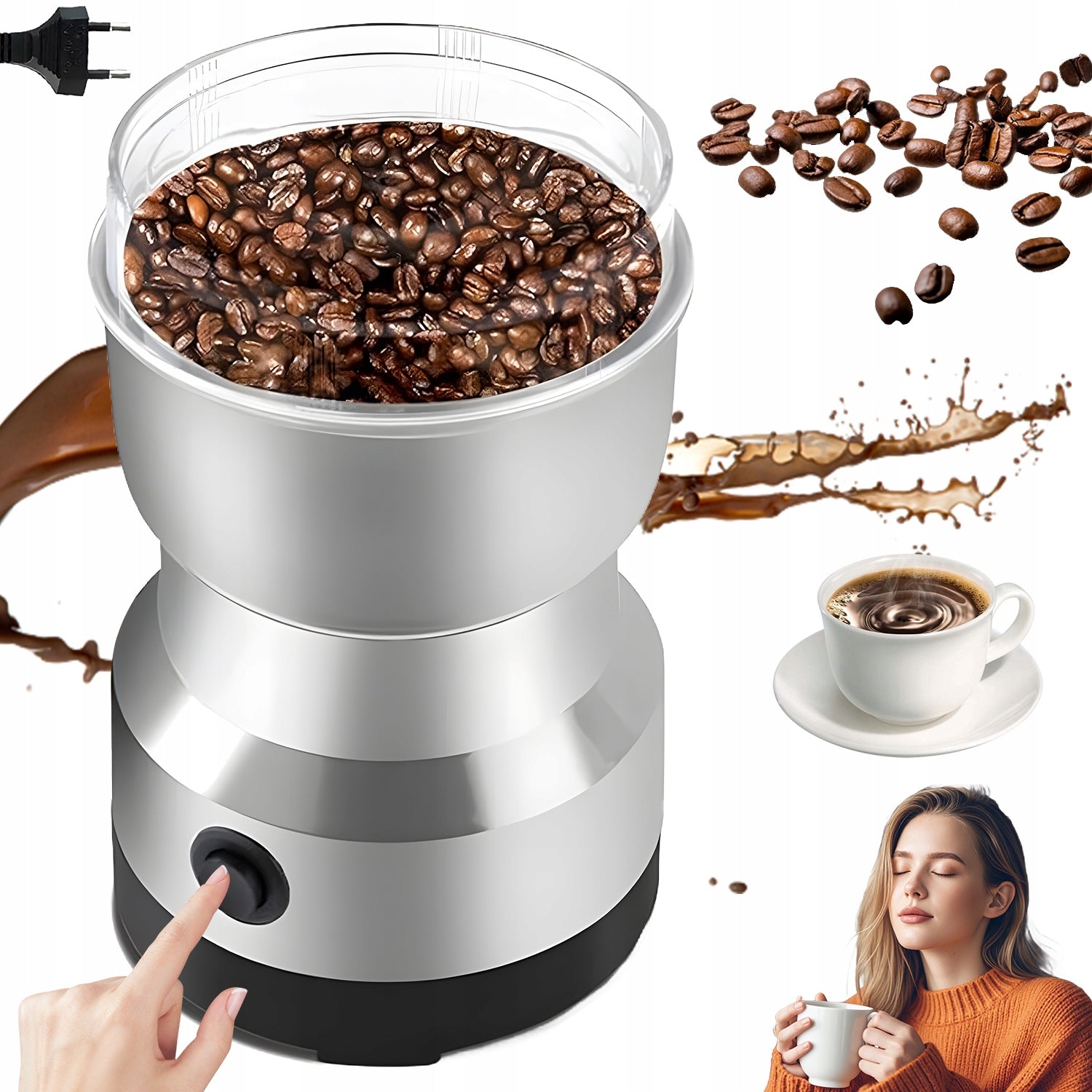 Electric Coffee Grinder, Fast Grinding for Grinding Cereal Nuts 200W