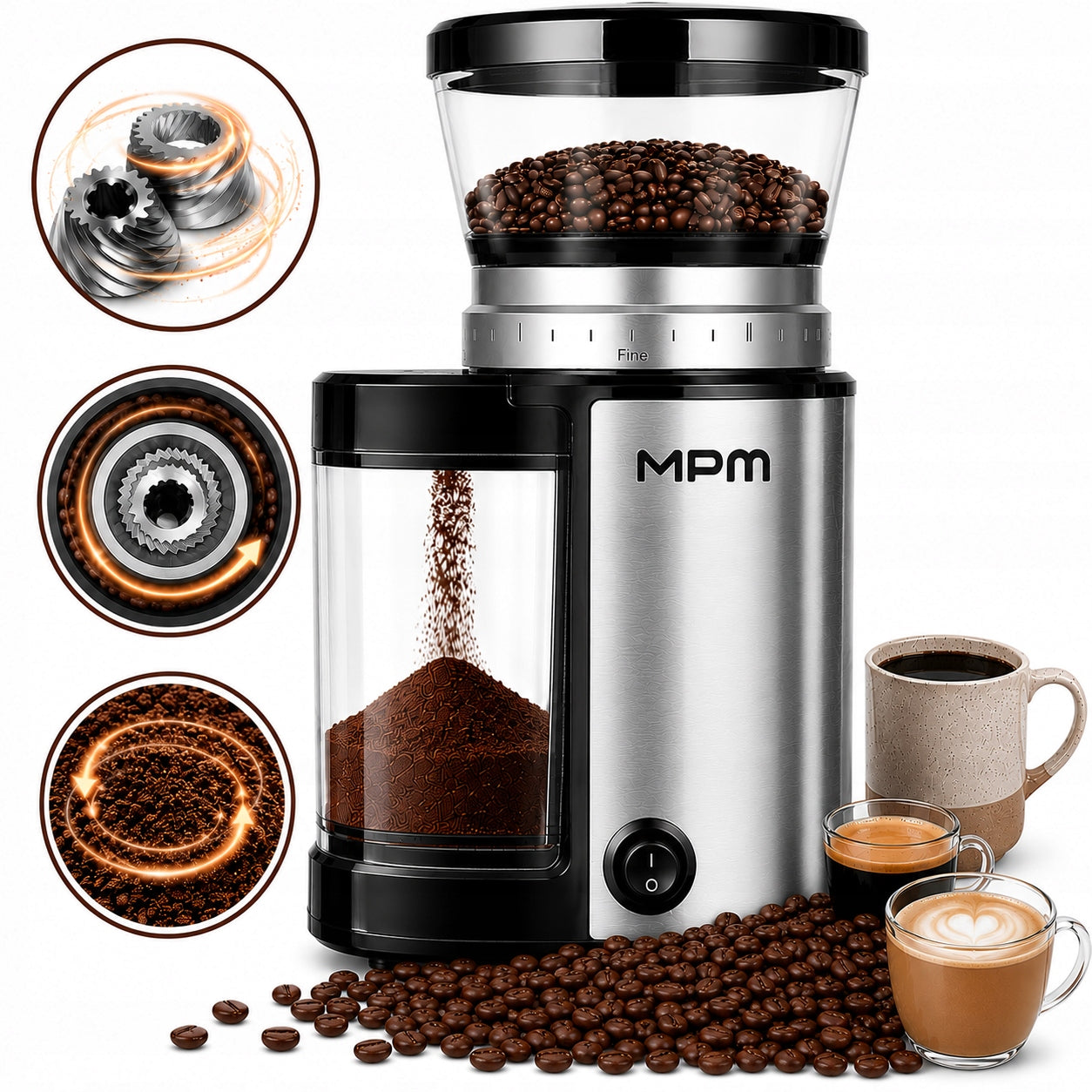 Electric Coffee Grinder MPM MMK-09M 150W 20 Degree Grinding Steel