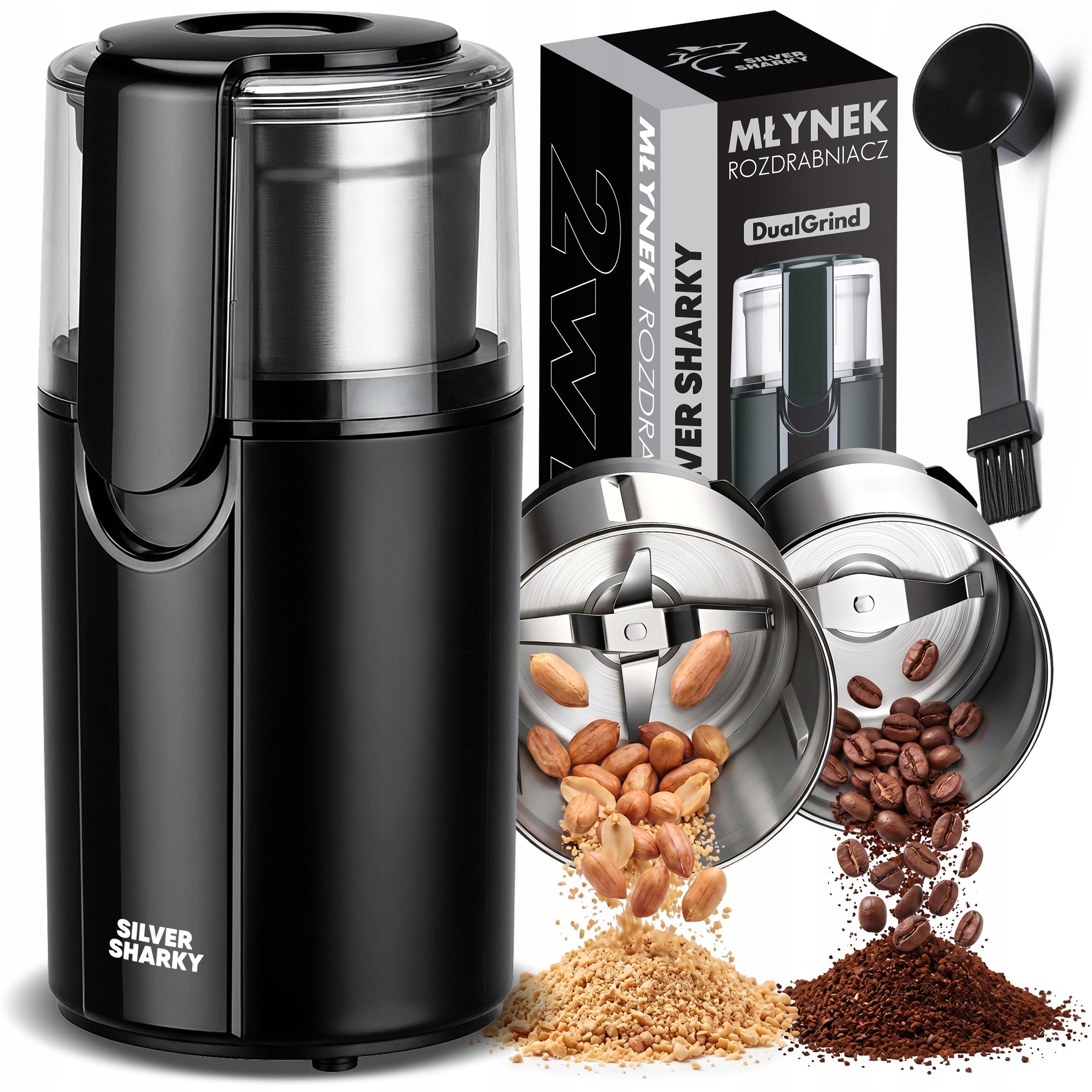 Electric Coffee Grinder and Shredder for Nut Herb Bean 2in1 200W
