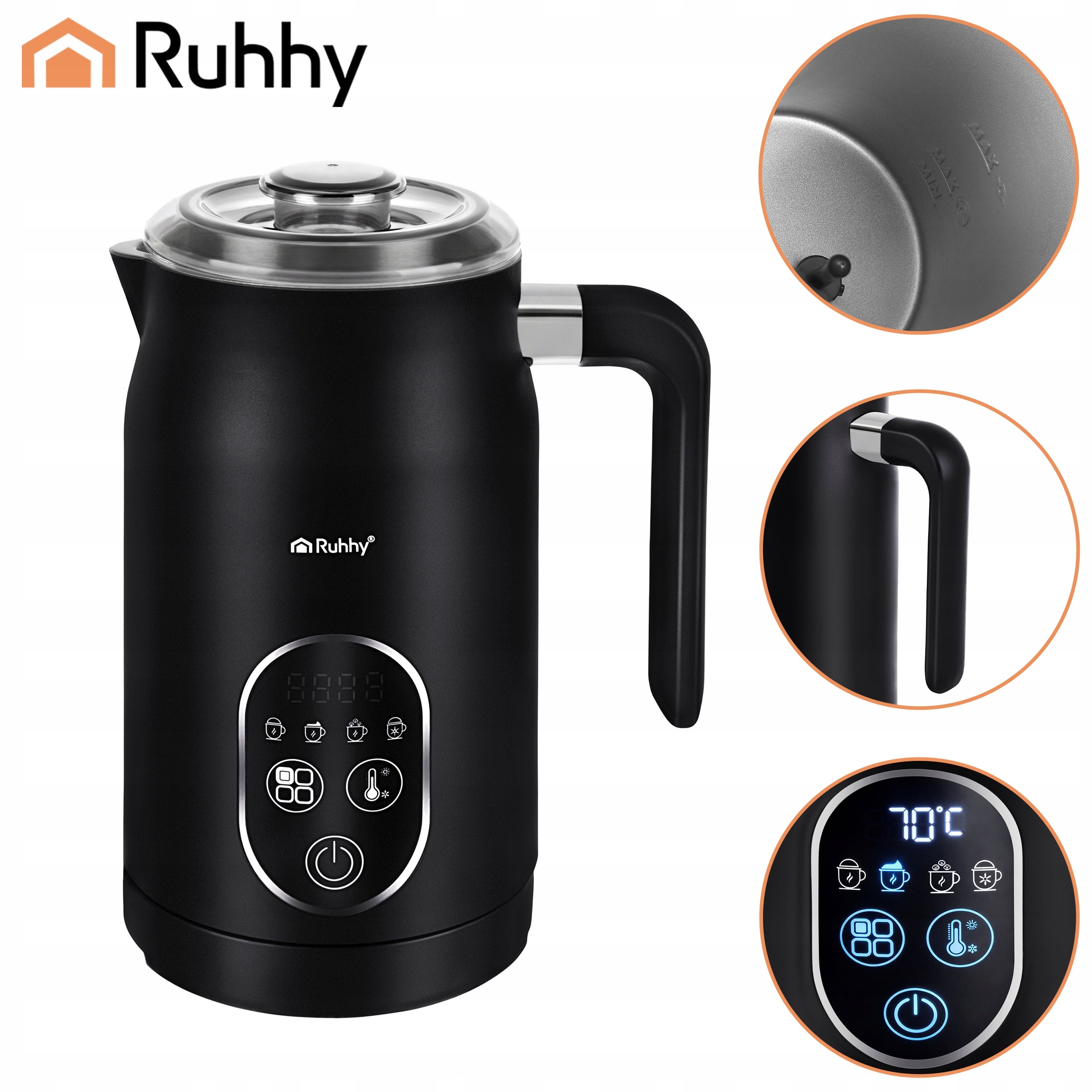 Electric Coffee Milk Foamer 500W 4in1 LED Display BPA Free Large Packaging status original