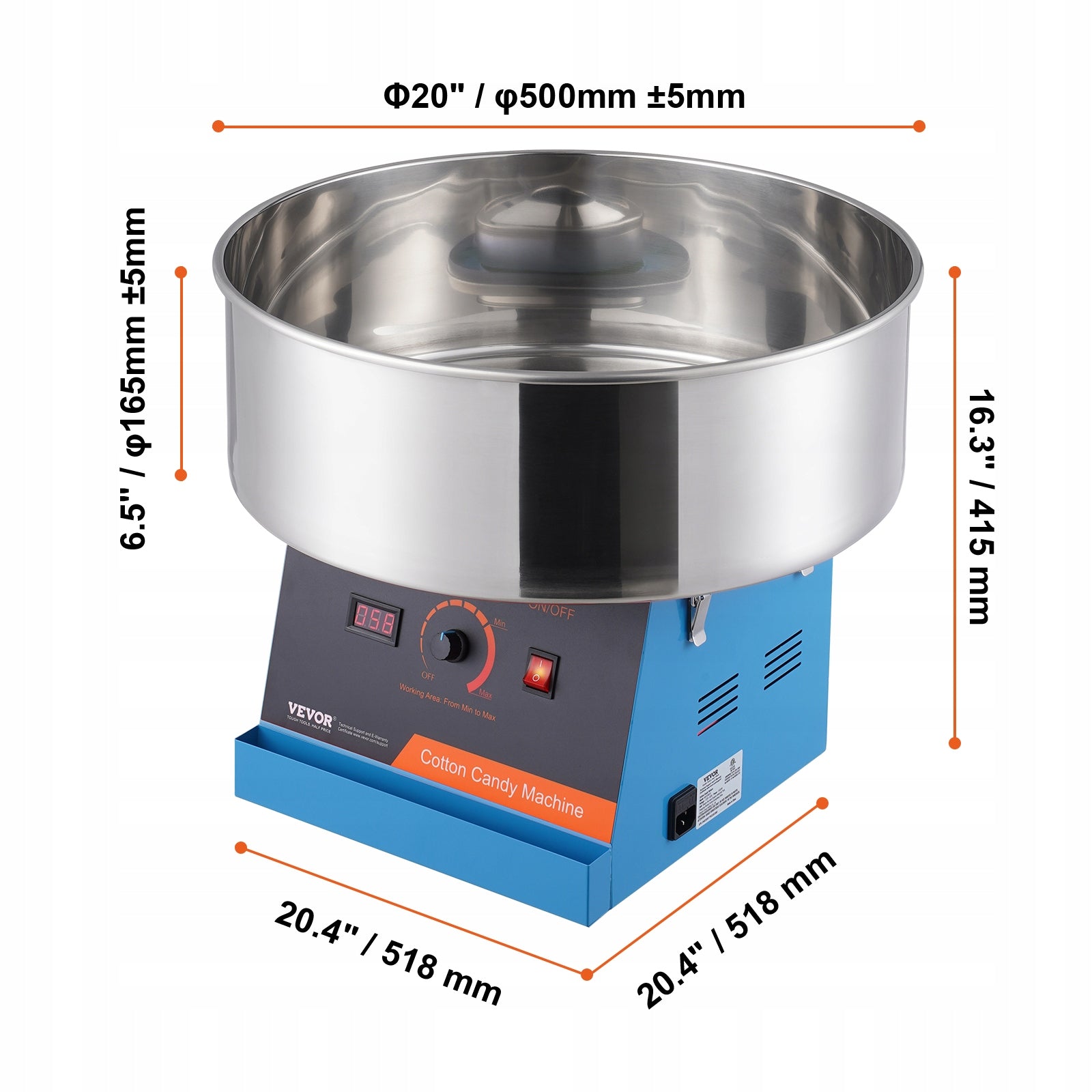 Electric Cotton Candy Machine 1000W Commercial Stainless Steel Bowl Party Manufacturer code TSMHTJLSWGXMBTC