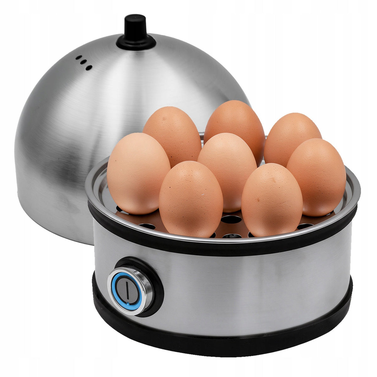 Electric Egg Cooker for 7 Eggs Stainless Steel 200W Automatic Steel Packaging status original