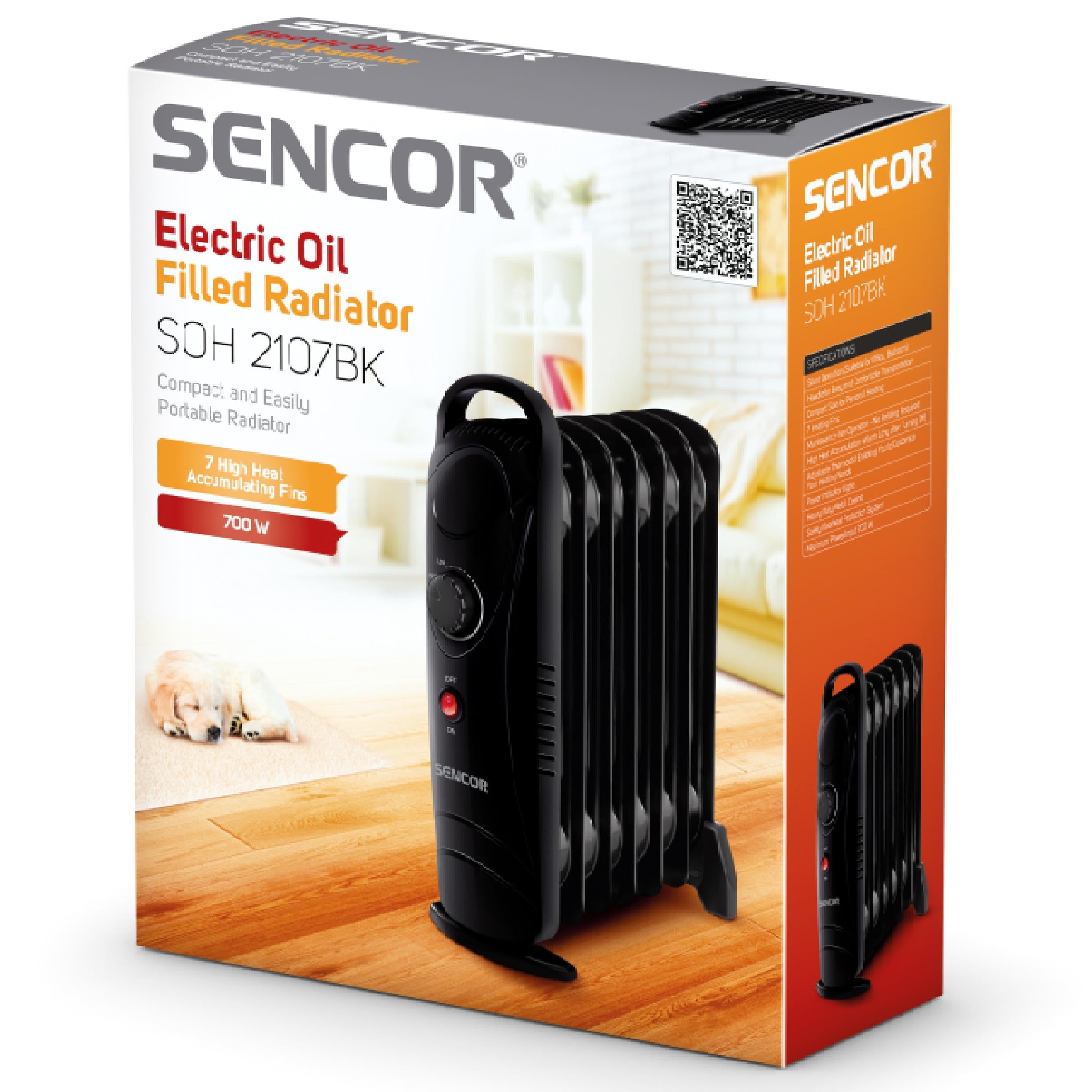Electric Energy Saving Oil Heater Sencor SOH2107BK 700W Packaging status original