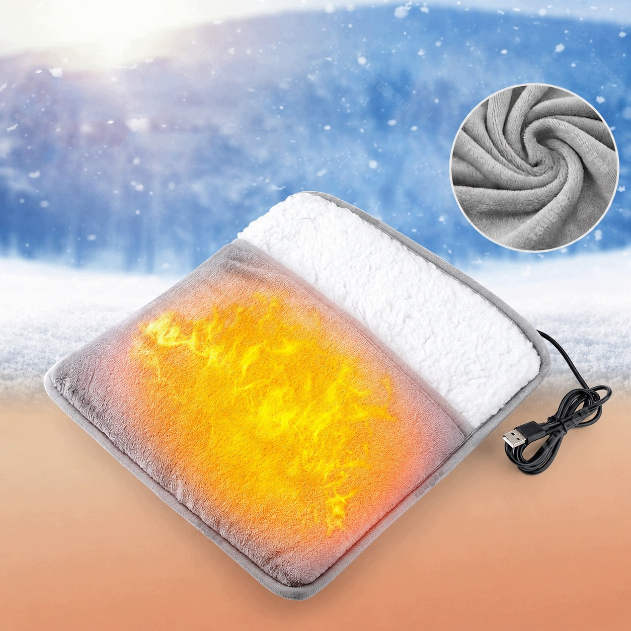 Electric Foot Warmer USB Heating Pad 50-60°C Grey Medical device no