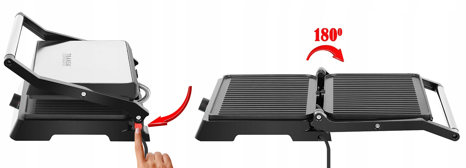 Electric Grill Folding Toaster TEMPERATURE CONTROL HIGH POWER 2200W Dominant color silver/gray