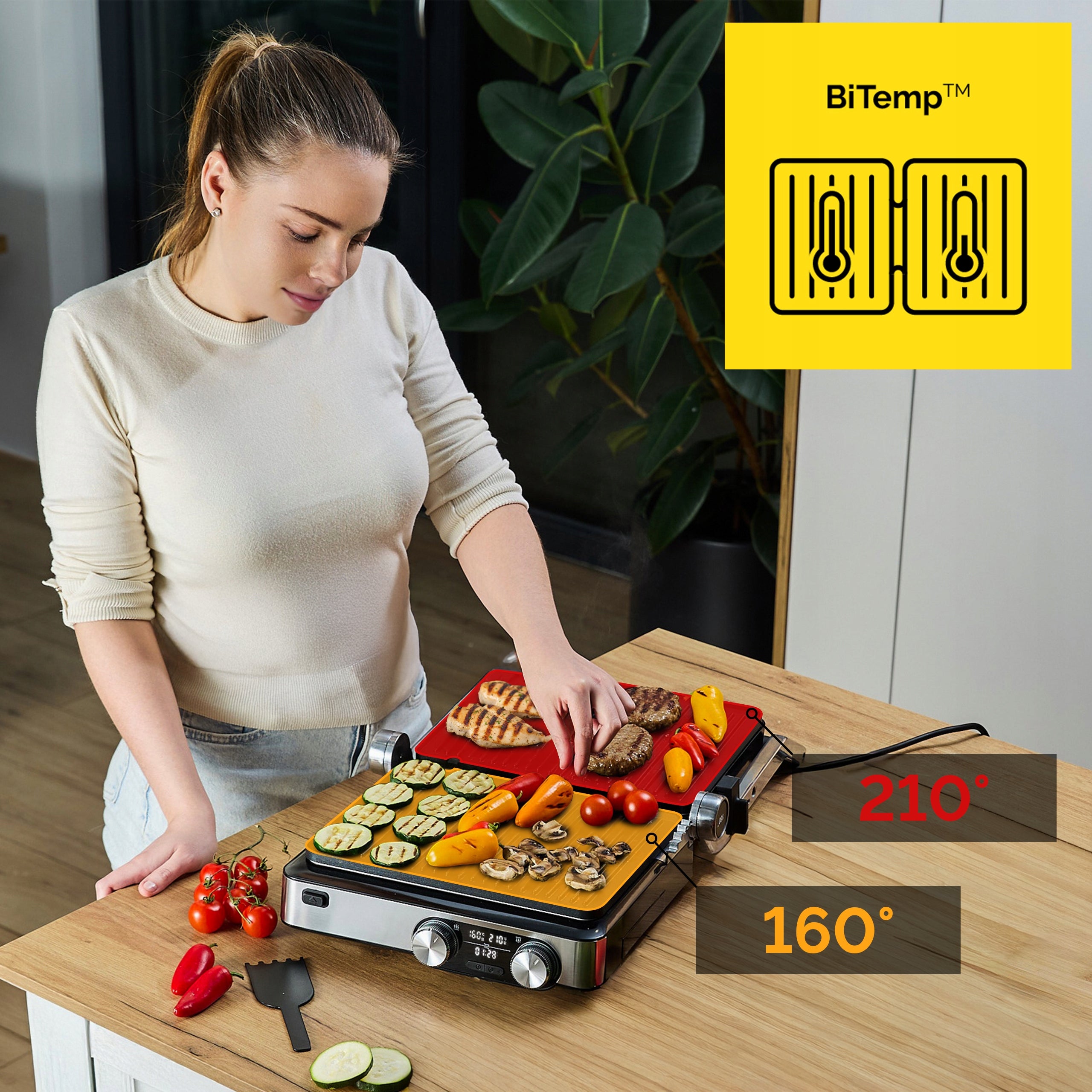 Electric Grill Panini Toaster Yoer 2000W + Time and Temp Programmer Dominant color silver/gray